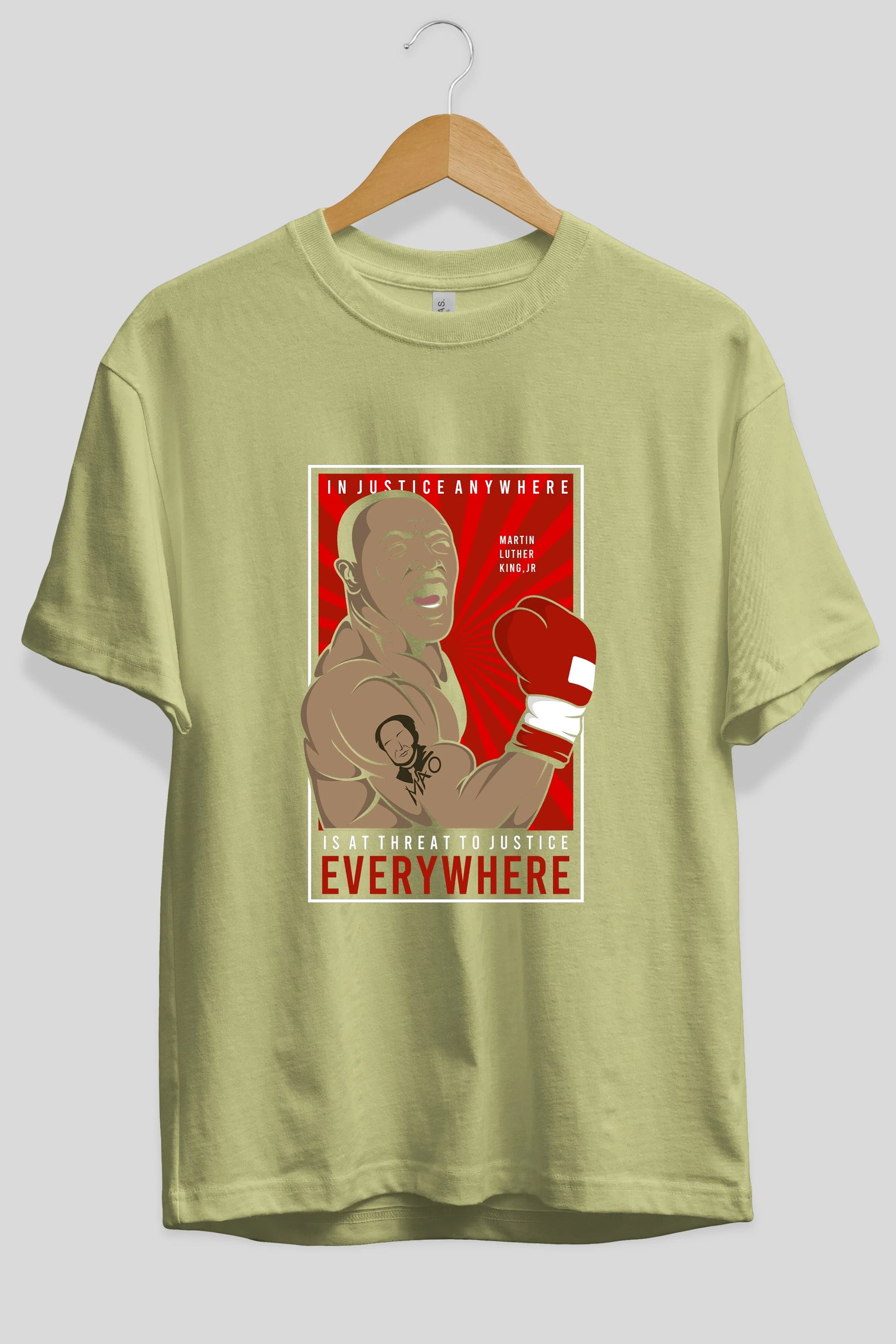 Luther King Boxer Ön Baskılı Oversize t-shirt Erkek Kadın Unisex %100 Pamuk tişort