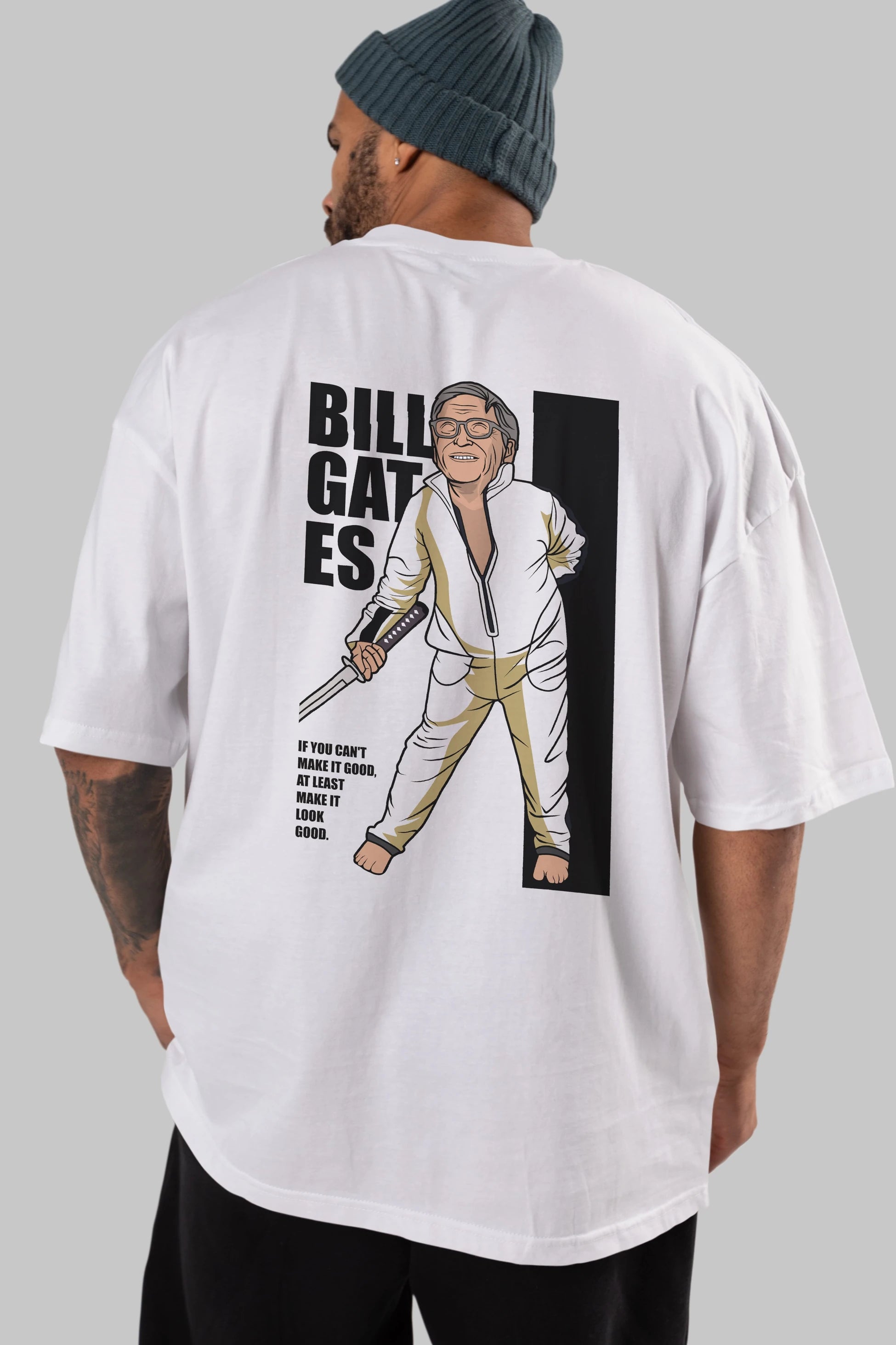 Bill Gates Arka Baskılı Oversize t-shirt Erkek Kadın Unisex %100 Pamuk tişort