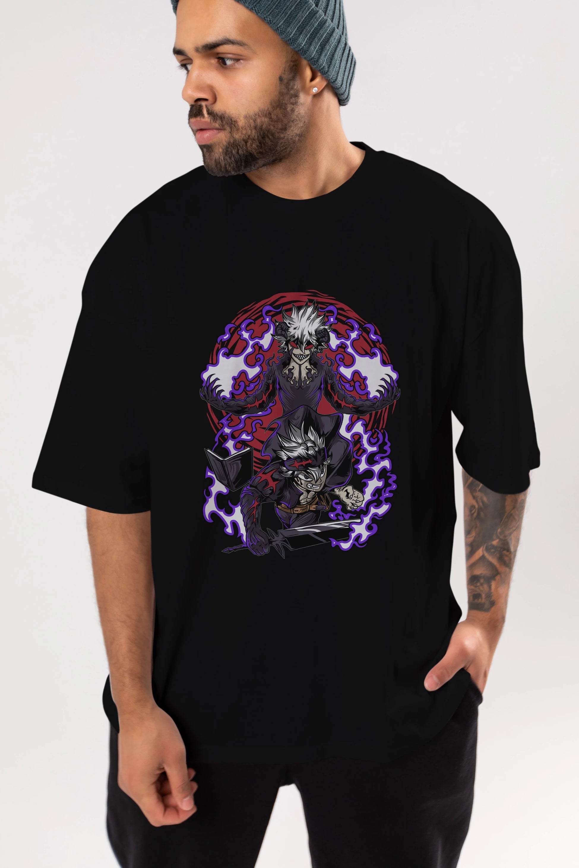 BLACK CLOVER DEVIL UNION Anime Ön Baskılı Oversize t-shirt %100 pamuk Erkek Kadın Unisex