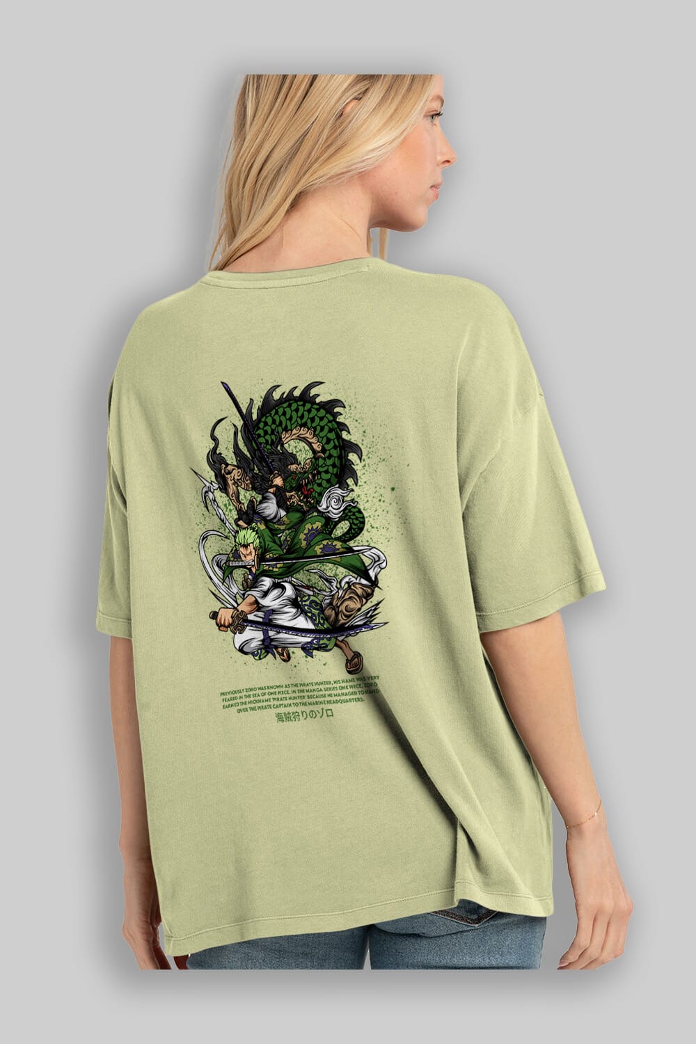 Zoro Anime Arka Baskılı Oversize t-shirt Erkek Kadın Unisex