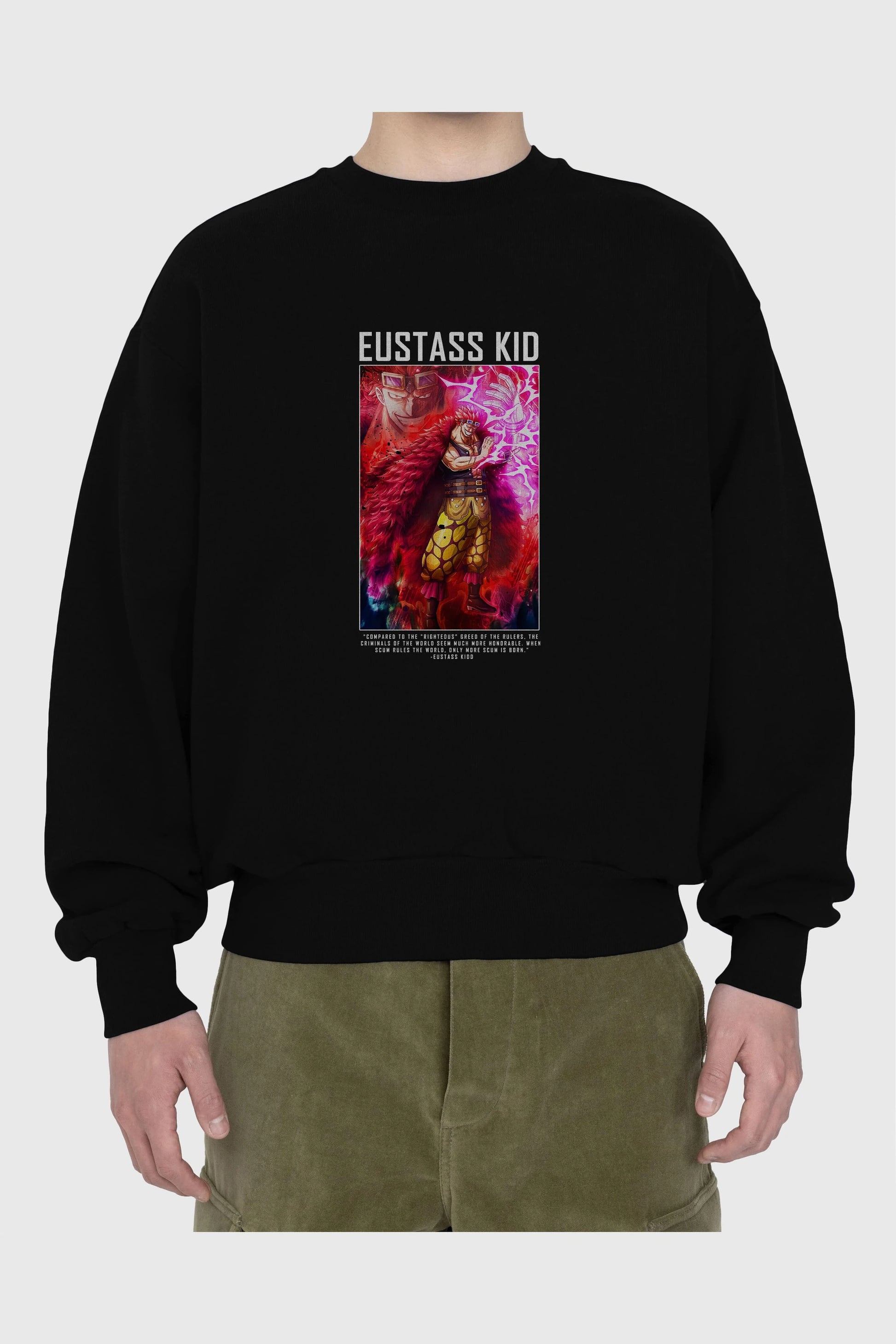 Eustass Kid Ön Baskılı Anime Oversize Sweatshirt Erkek Kadın Unisex