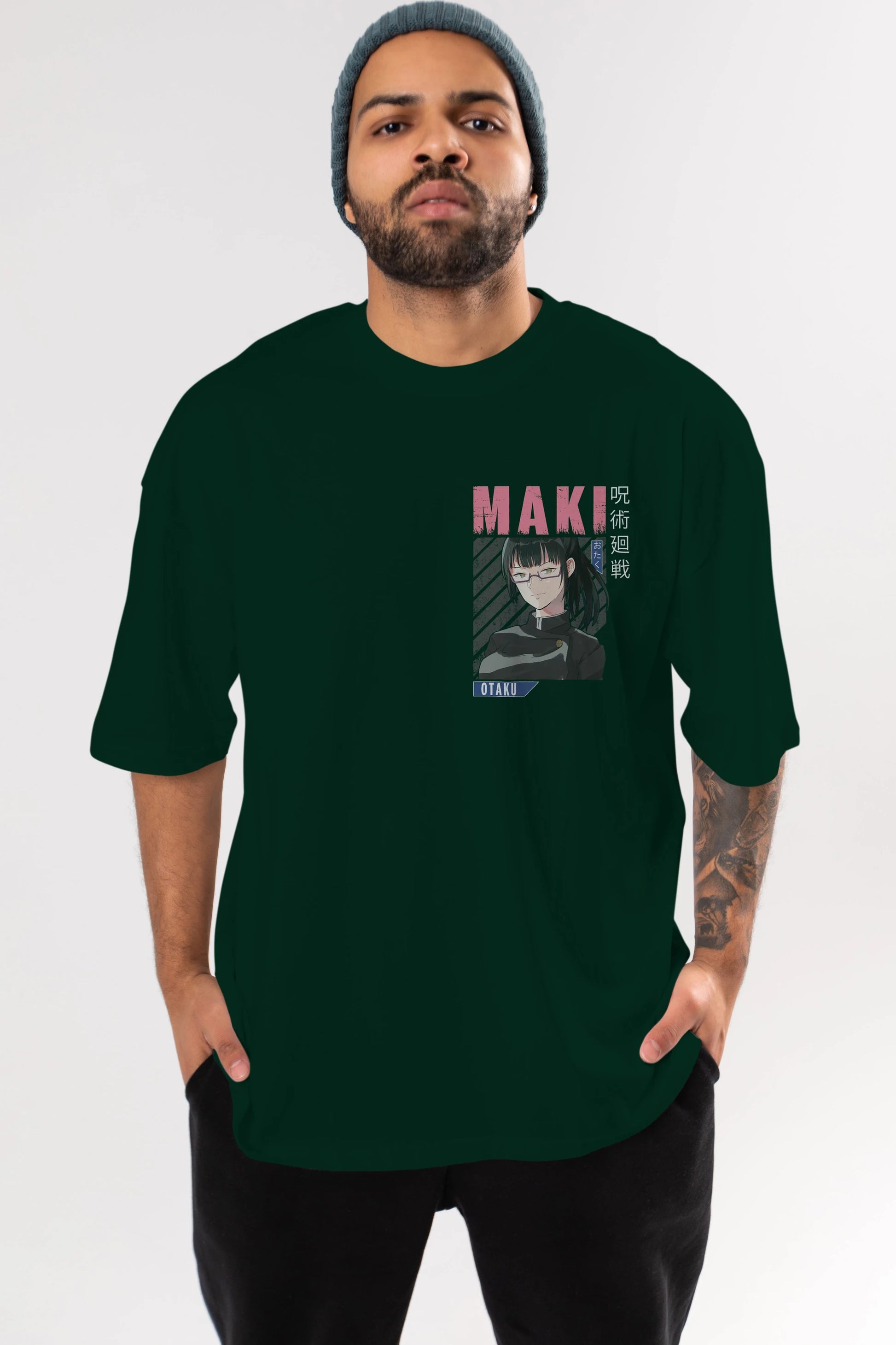 Maki Zenin CHAINSAWMAN 1 Ön Sol Baskılı Oversize t-shirt Erkek Kadın Unisex %100 Pamuk Bisiklet Yaka tişort