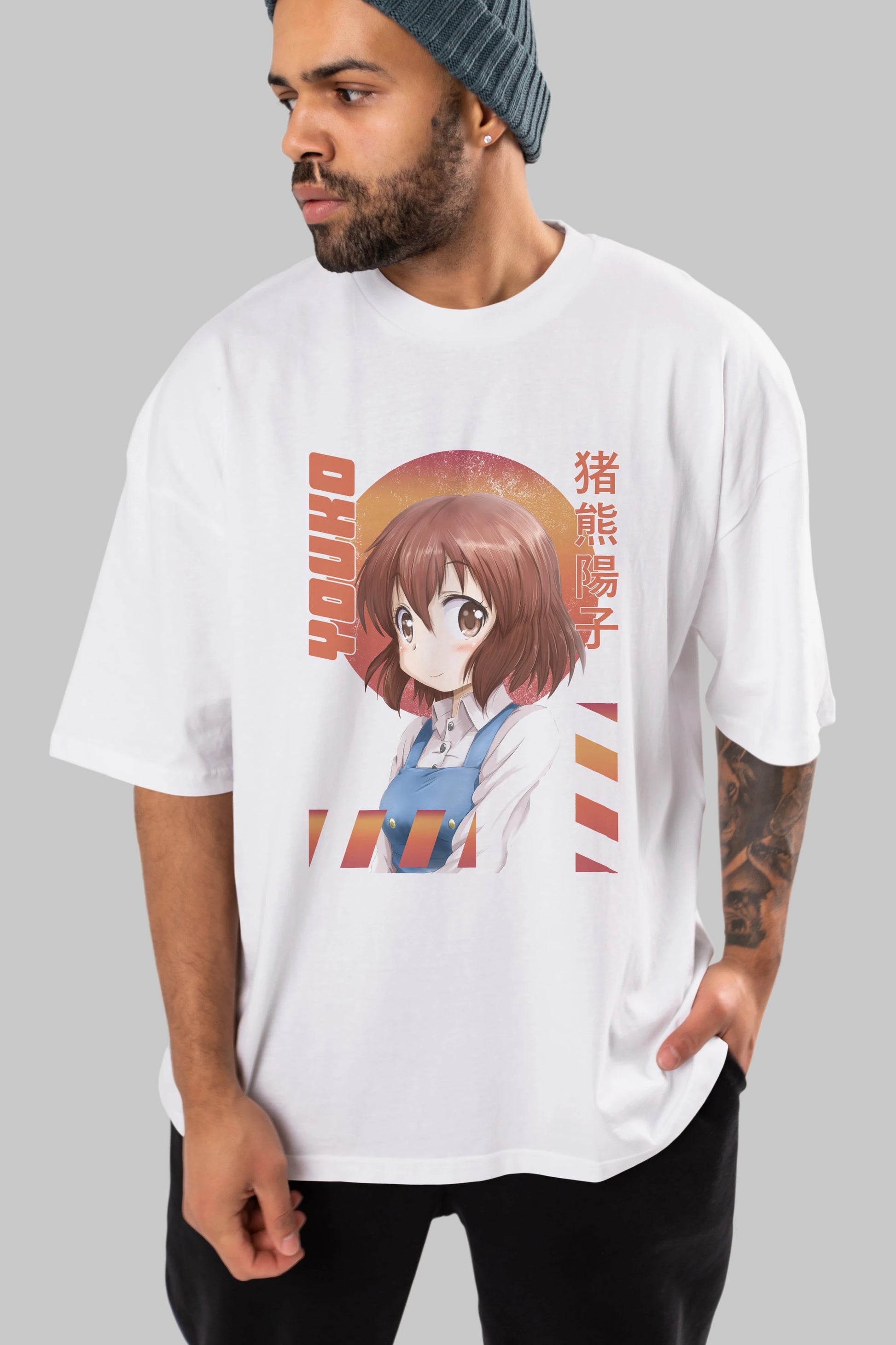 Youko Inokuma 5 Anime Ön Baskılı Oversize t-shirt %100 pamuk Erkek Kadın Unisex