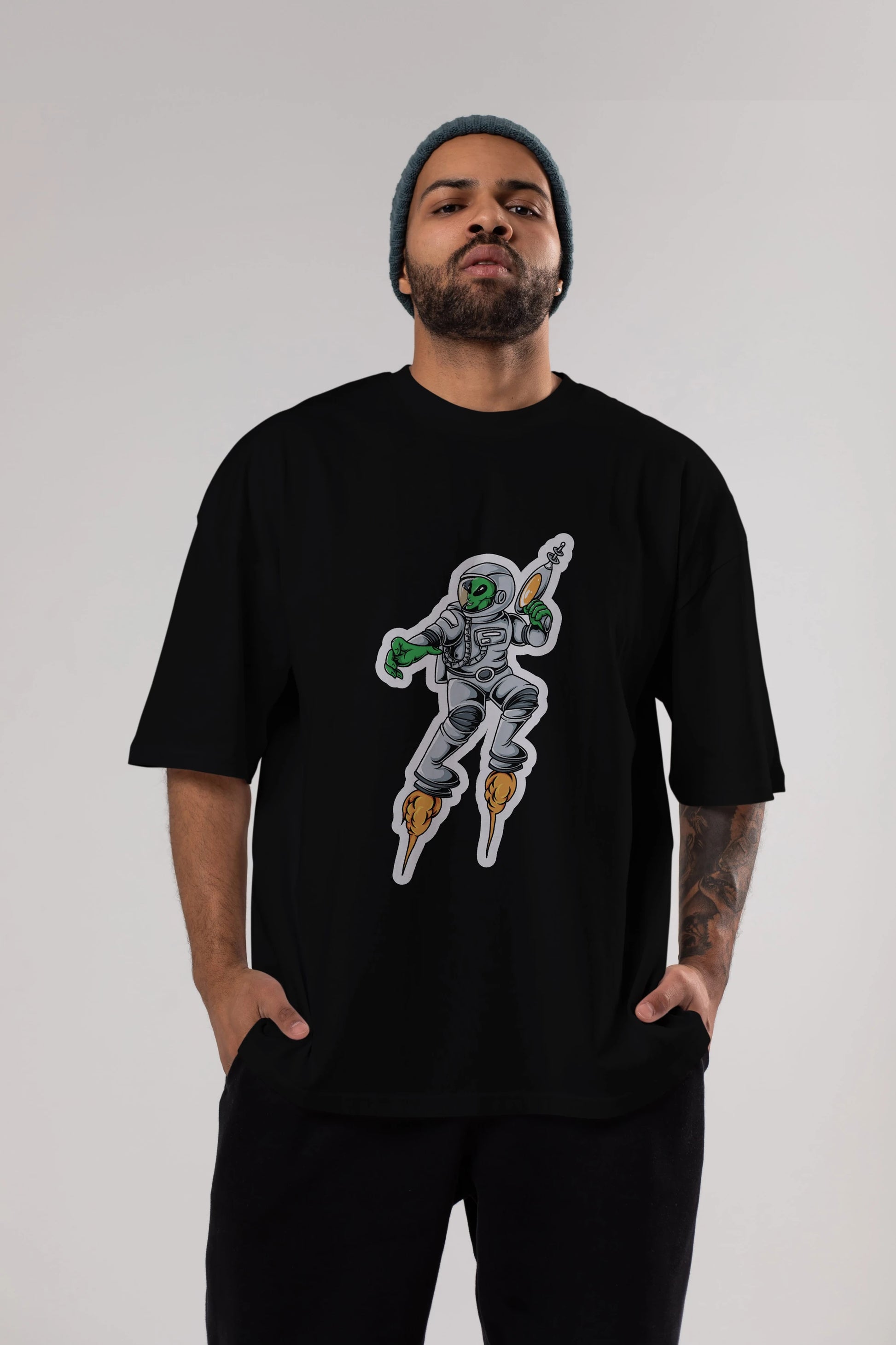 Alien Wars Sticker Ön Baskılı Oversize t-shirt Erkek Kadın Unisex