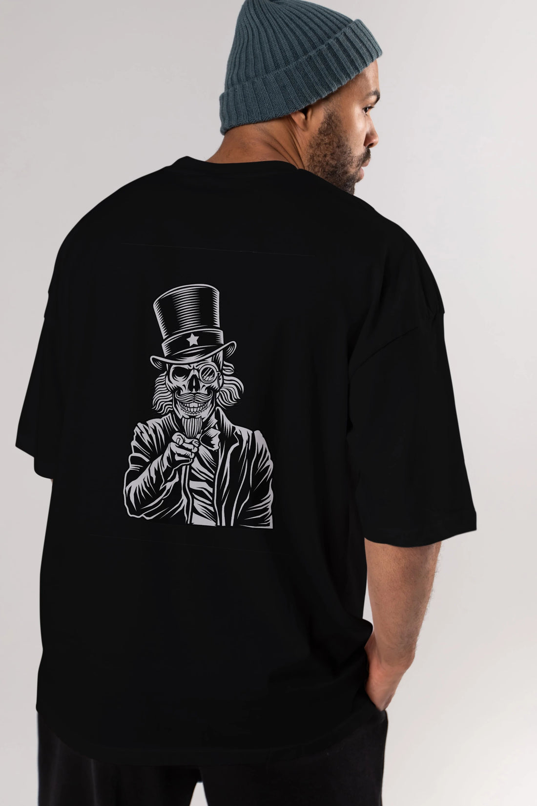 I Want You Skull Arka Baskılı Oversize t-shirt Erkek Kadın Unisex %100 Pamuk tişort