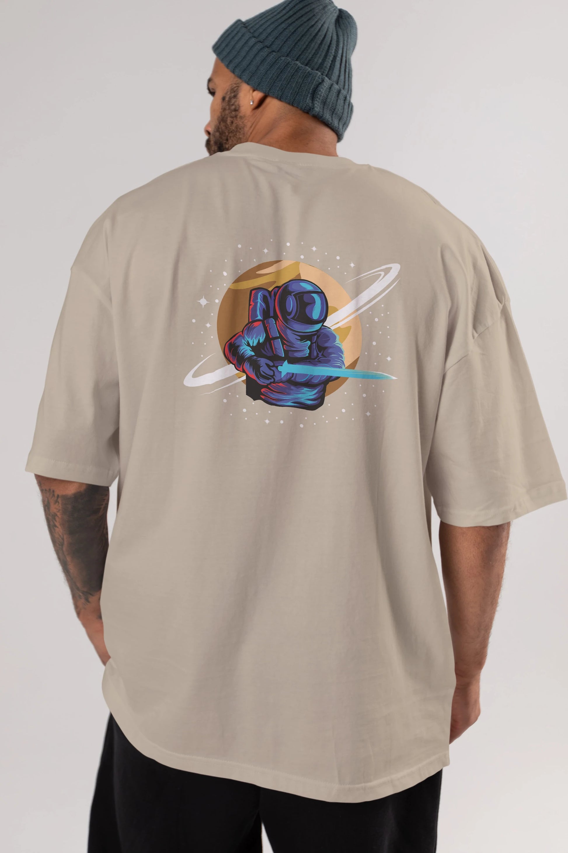 Astro Knight Arka Baskılı Oversize t-shirt Erkek Kadın Unisex