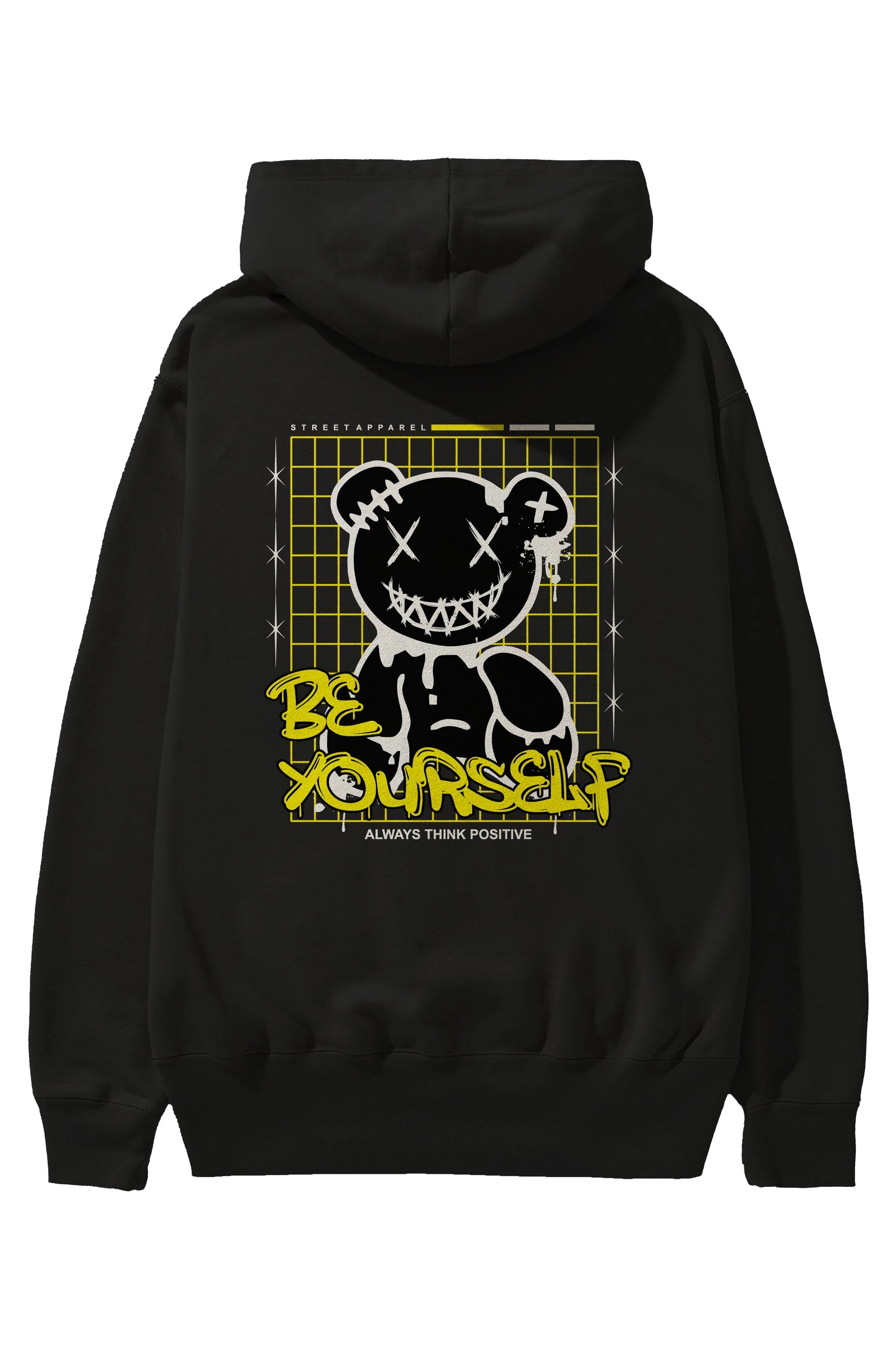 Teddy Bear Be Yourself Arka Baskılı Hoodie Oversize Kapüşonlu Sweatshirt Erkek Kadın Unisex