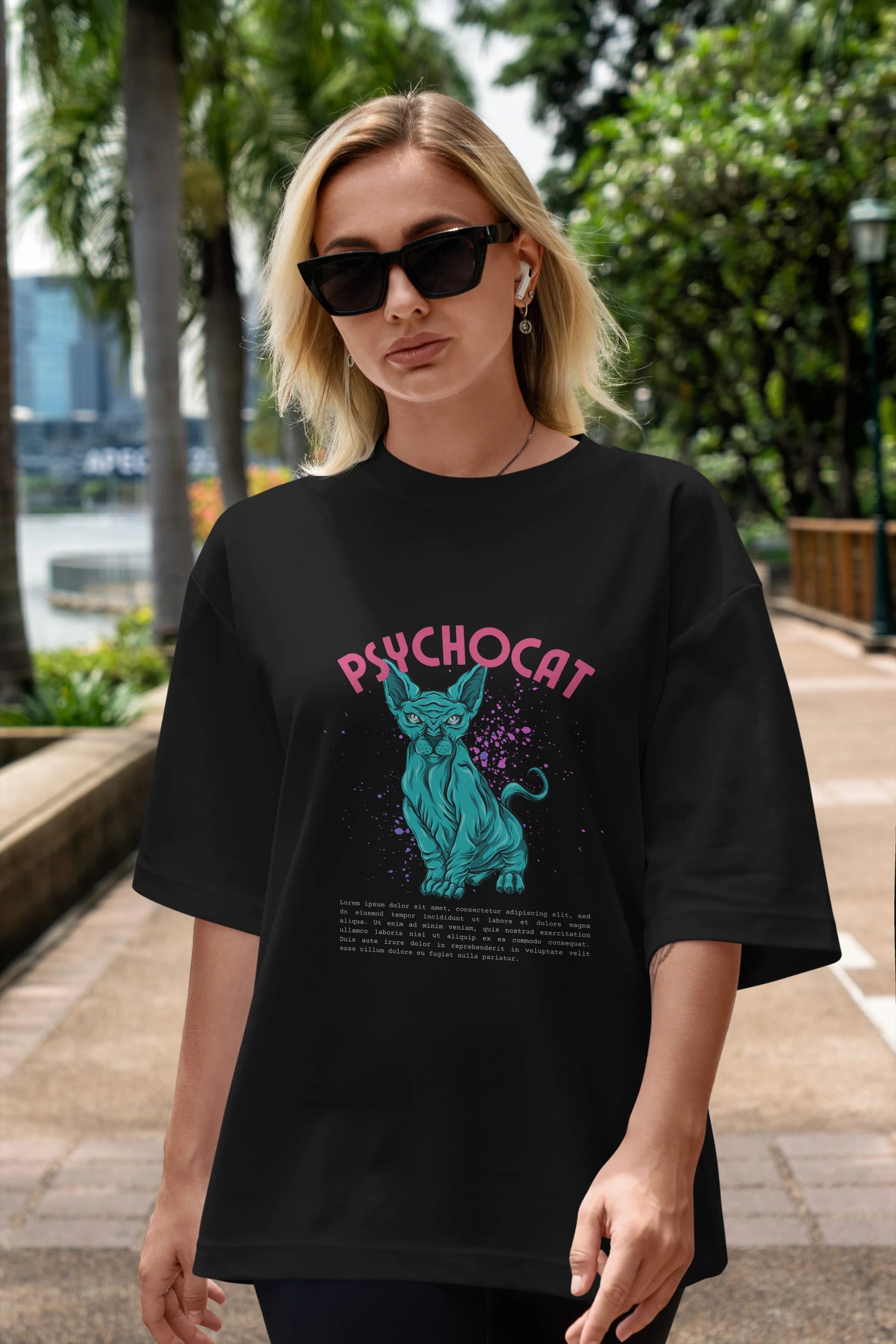 Psychocat Ön Baskılı Oversize t-shirt Erkek Kadın Unisex