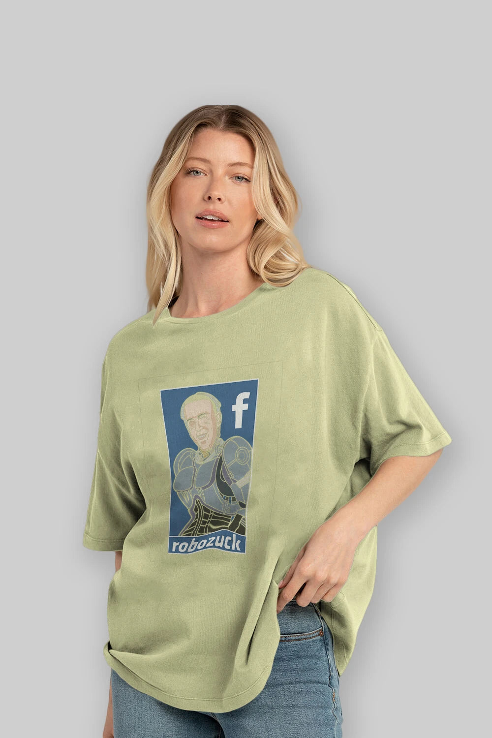 Robozuck Ön Baskılı Oversize t-shirt Erkek Kadın Unisex %100 Pamuk tişort