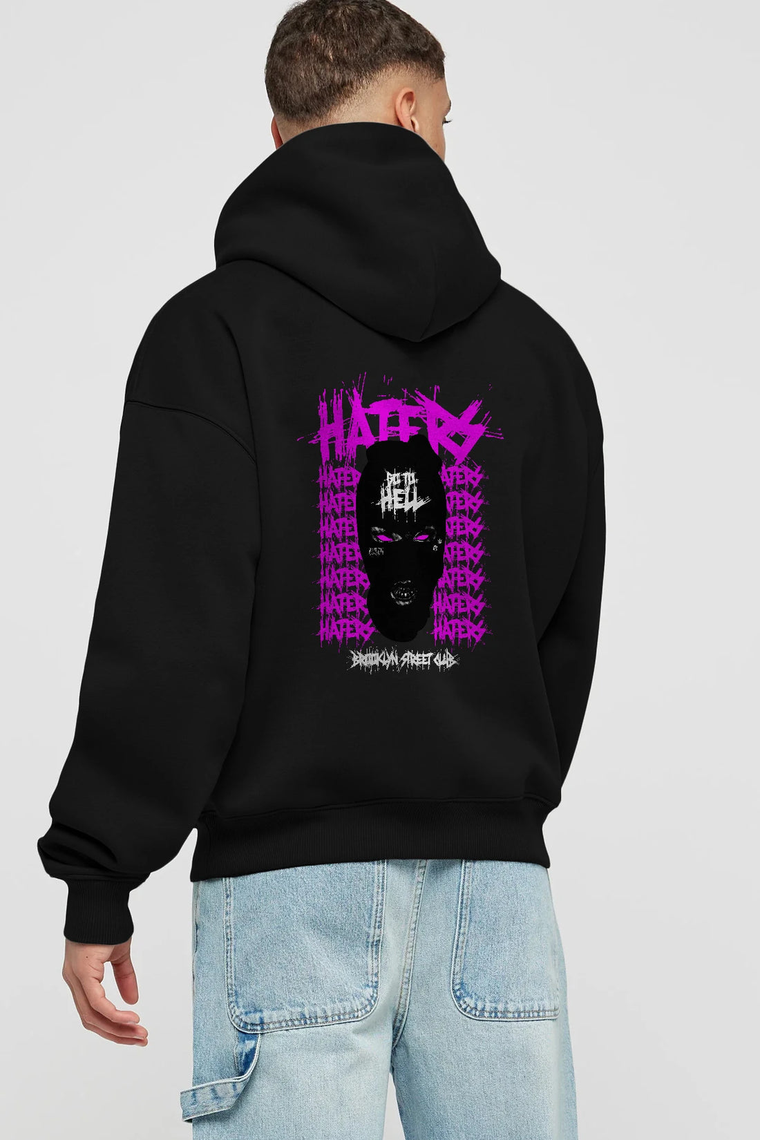 Haters Brooklyn Street Club Arka Baskılı Hoodie Oversize Kapüşonlu Sweatshirt Erkek Kadın Unisex