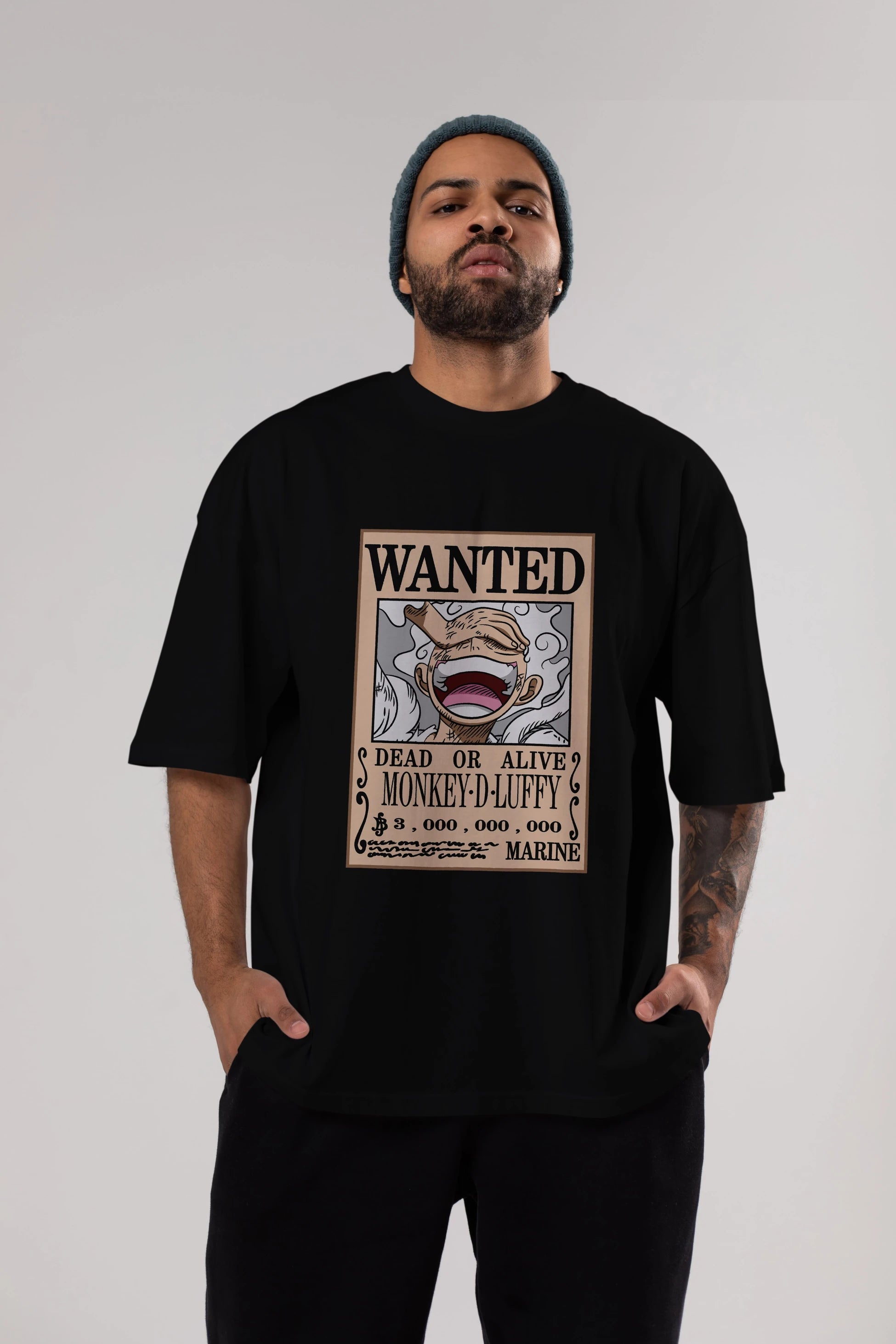 CARTEL LUFFY GEAR 5 Anime Ön Baskılı Oversize t-shirt %100 pamuk Erkek Kadın Unisex