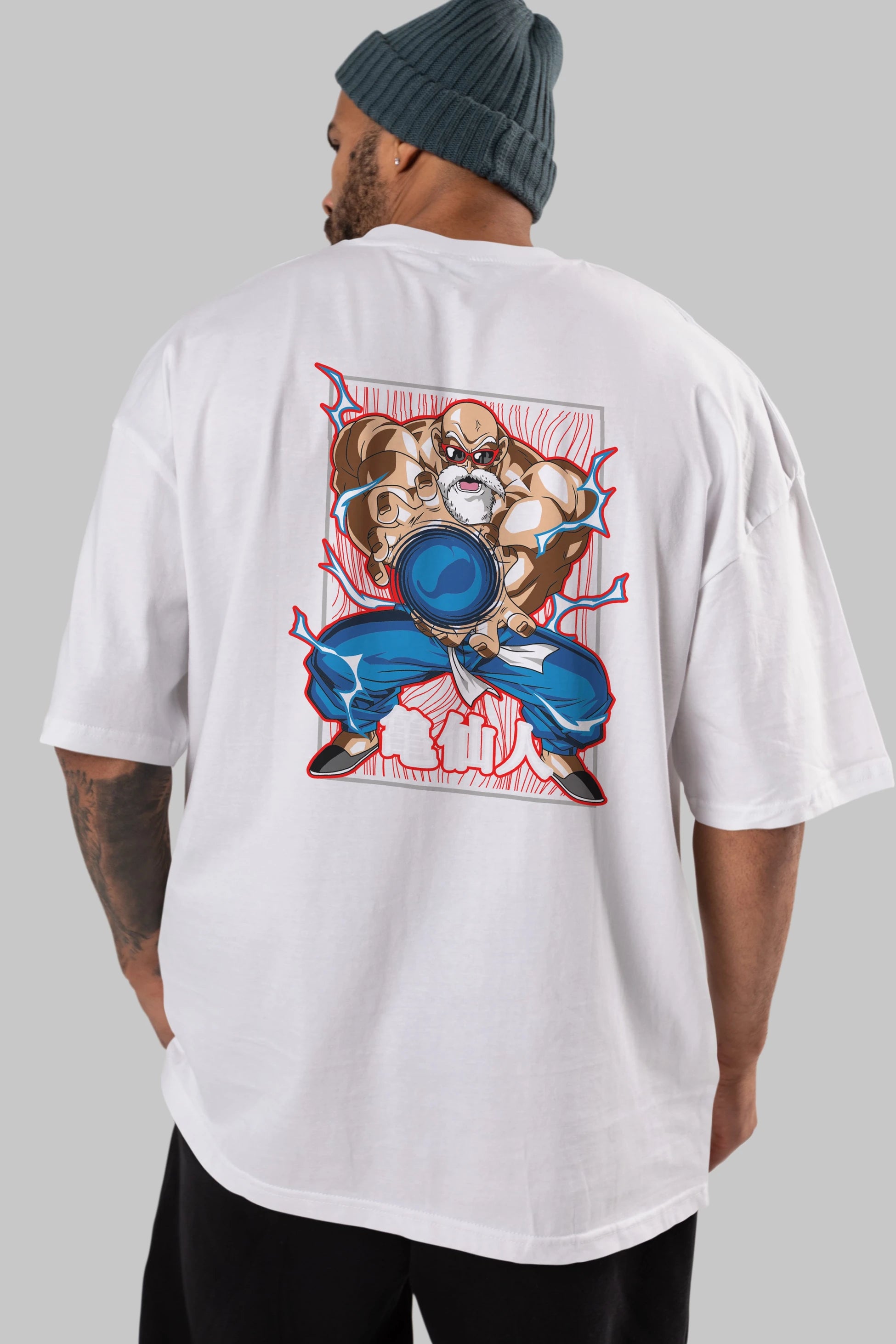DragonBall MaestroRoshi Anime Arka Baskılı Oversize t-shirt Erkek Kadın Unisex