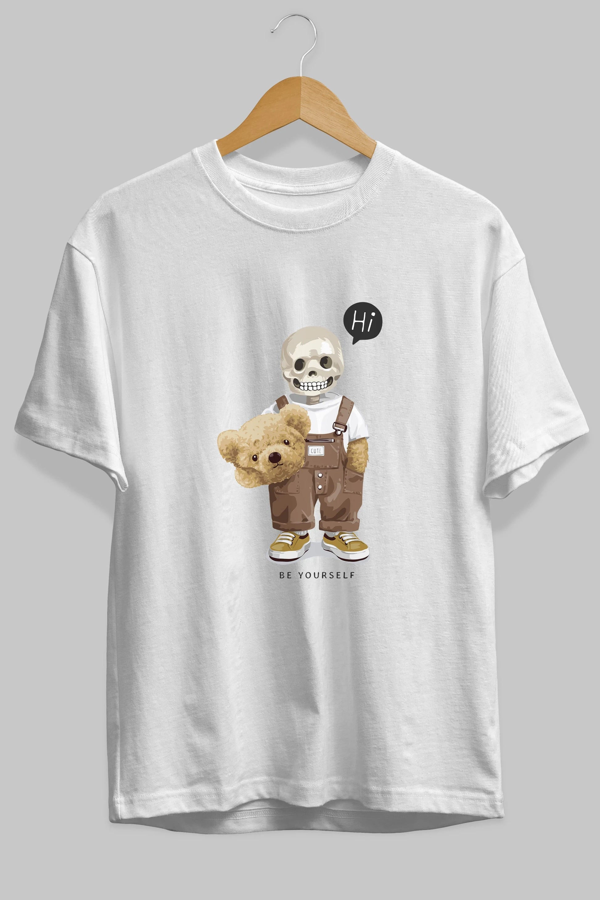 Teddy Bear hi Ön Baskılı Oversize t-shirt Erkek Kadın Unisex %100 Pamuk