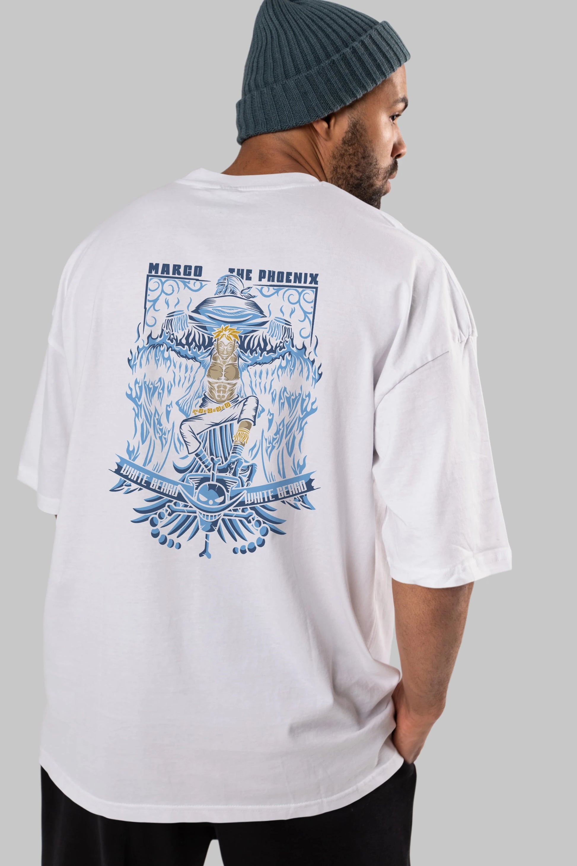 Marco the Phoenix Anime Arka Baskılı Oversize t-shirt Erkek Kadın Unisex %100 pamuk tişort