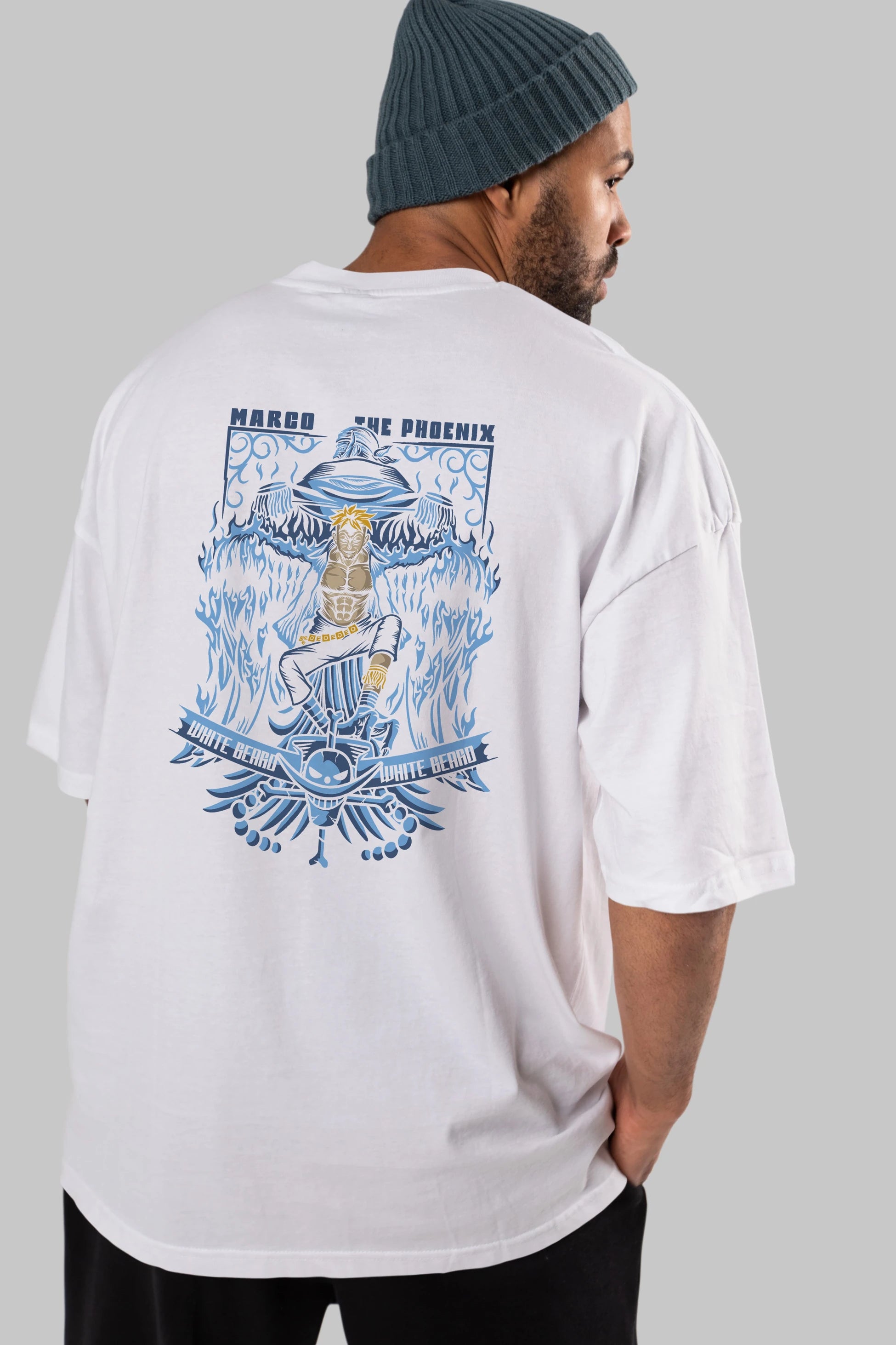 Marco the Phoenix Anime Arka Baskılı Oversize t-shirt Erkek Kadın Unisex %100 pamuk tişort