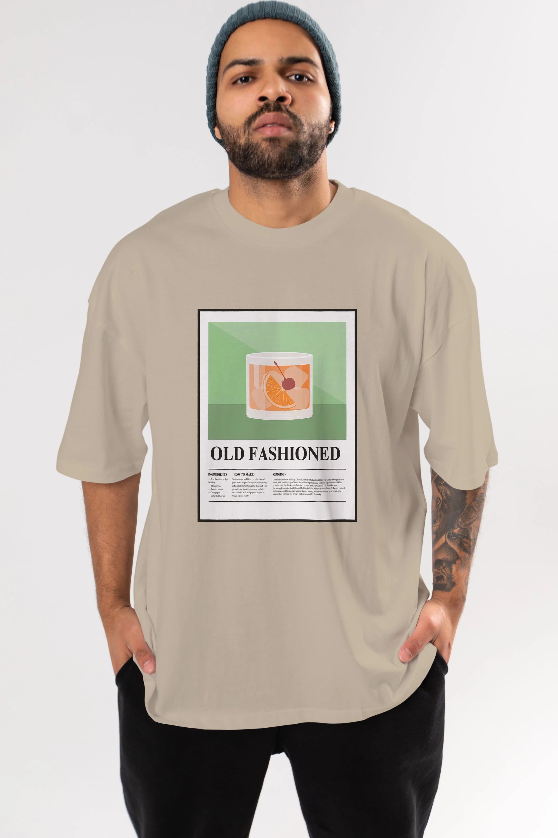 Old Fashioned Ön Baskılı Oversize t-shirt Erkek Kadın Unisex %100 Pamuk Bisiklet Yaka tişort