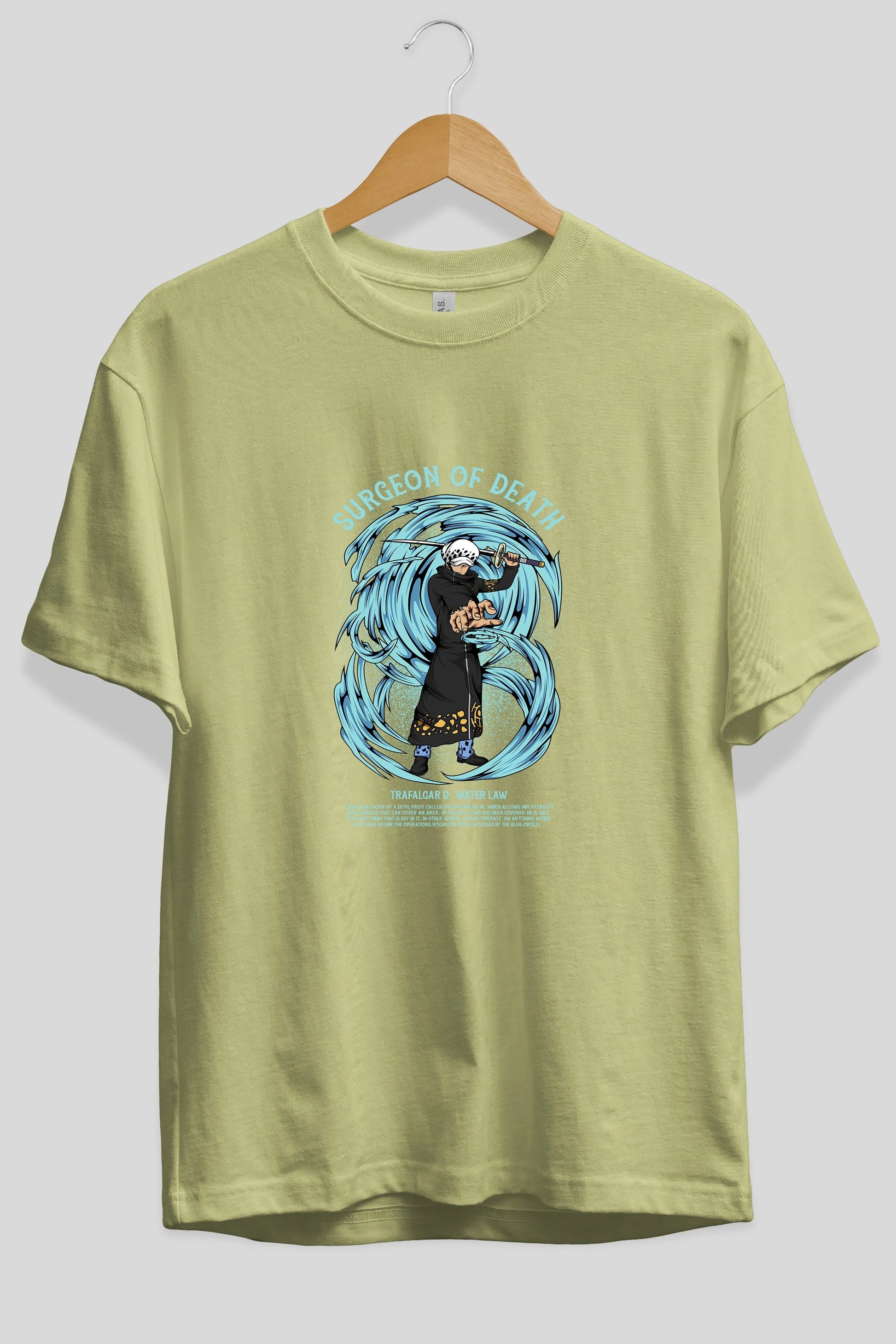 Trafalgad D. Water Law Anime Ön Baskılı Oversize t-shirt %100 pamuk Erkek Kadın Unisex