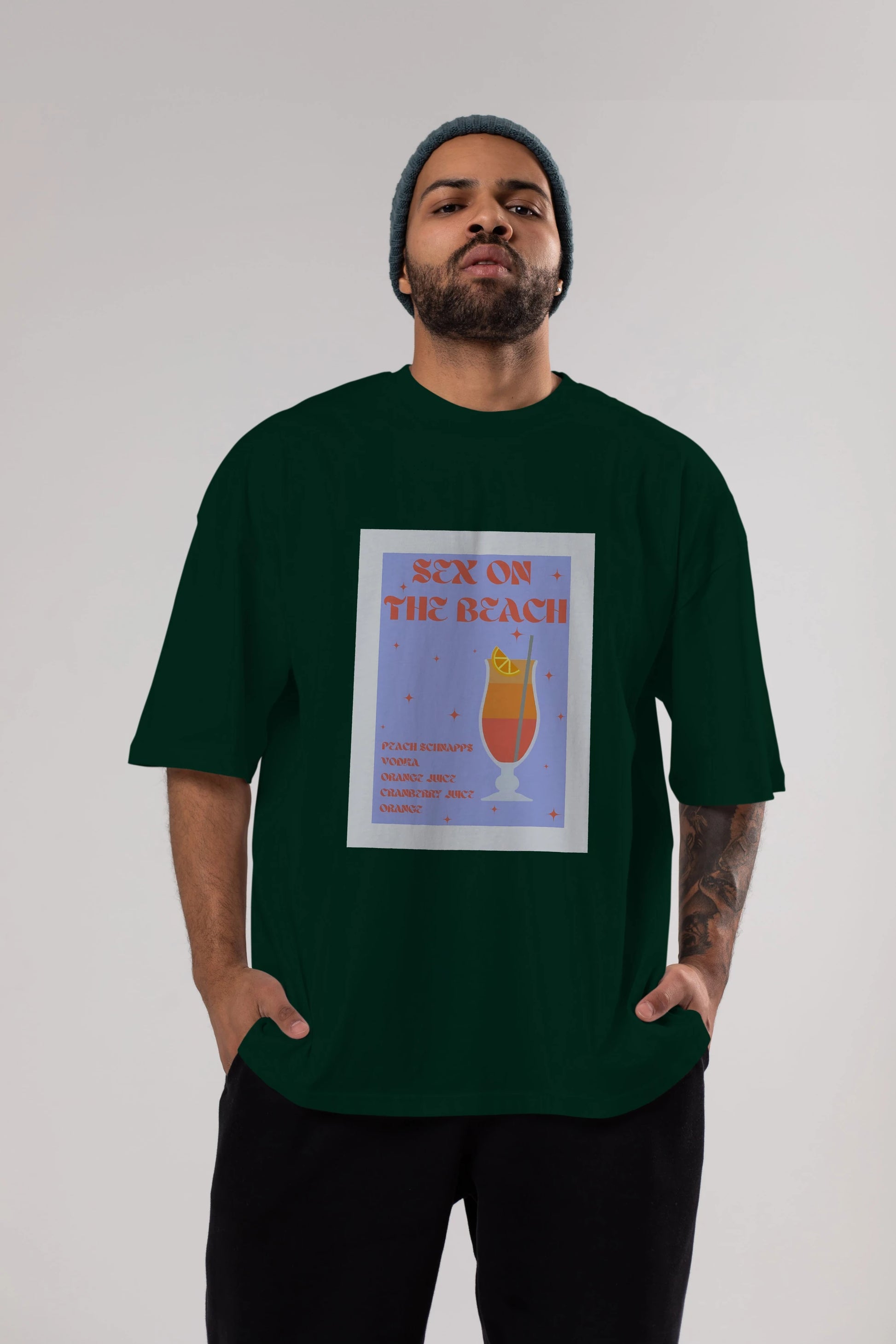 Sex On The Beach Ön Baskılı Oversize t-shirt Erkek Kadın Unisex %100 Pamuk Bisiklet Yaka tişort