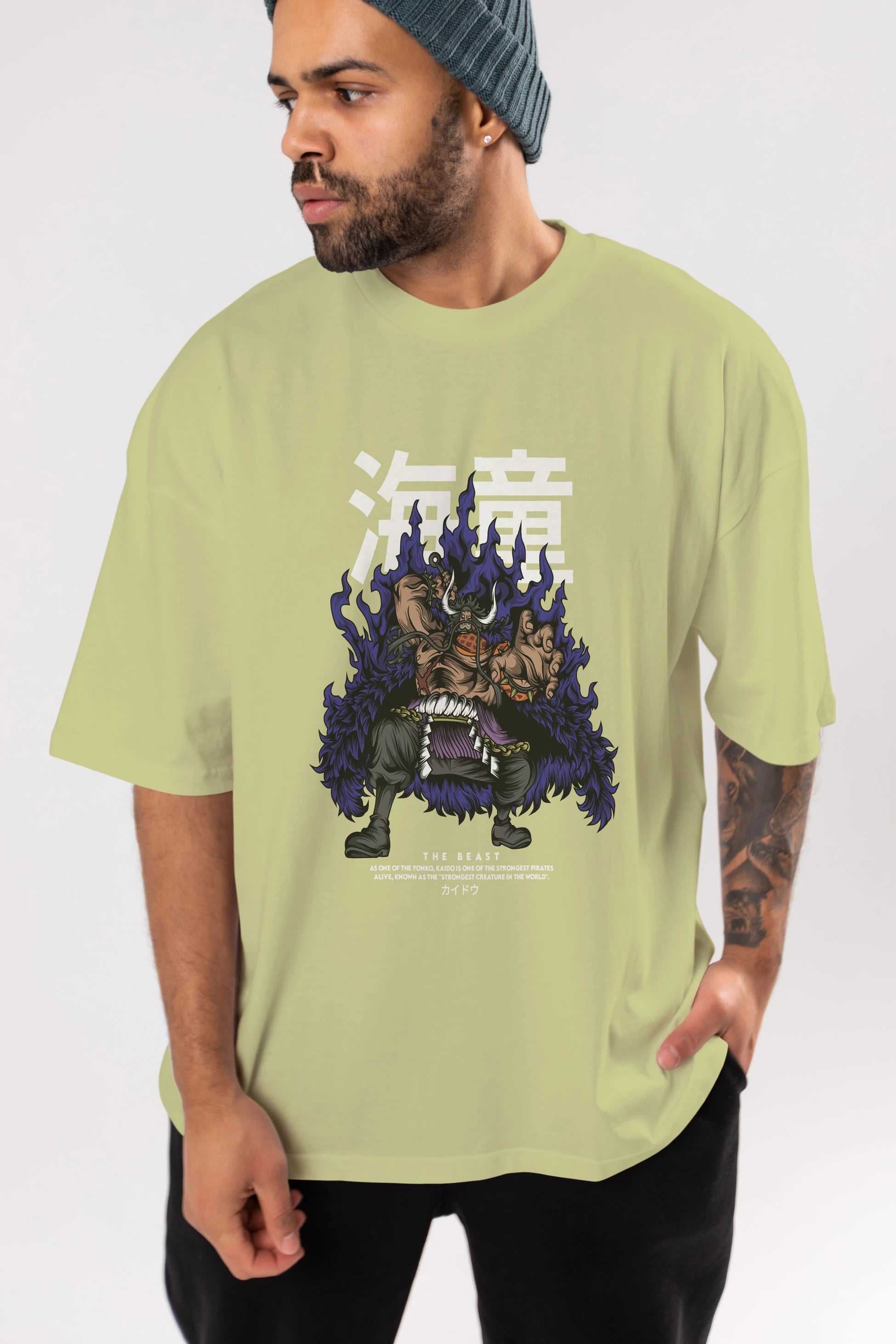 Kaido Anime Ön Baskılı Oversize t-shirt %100 pamuk Erkek Kadın Unisex