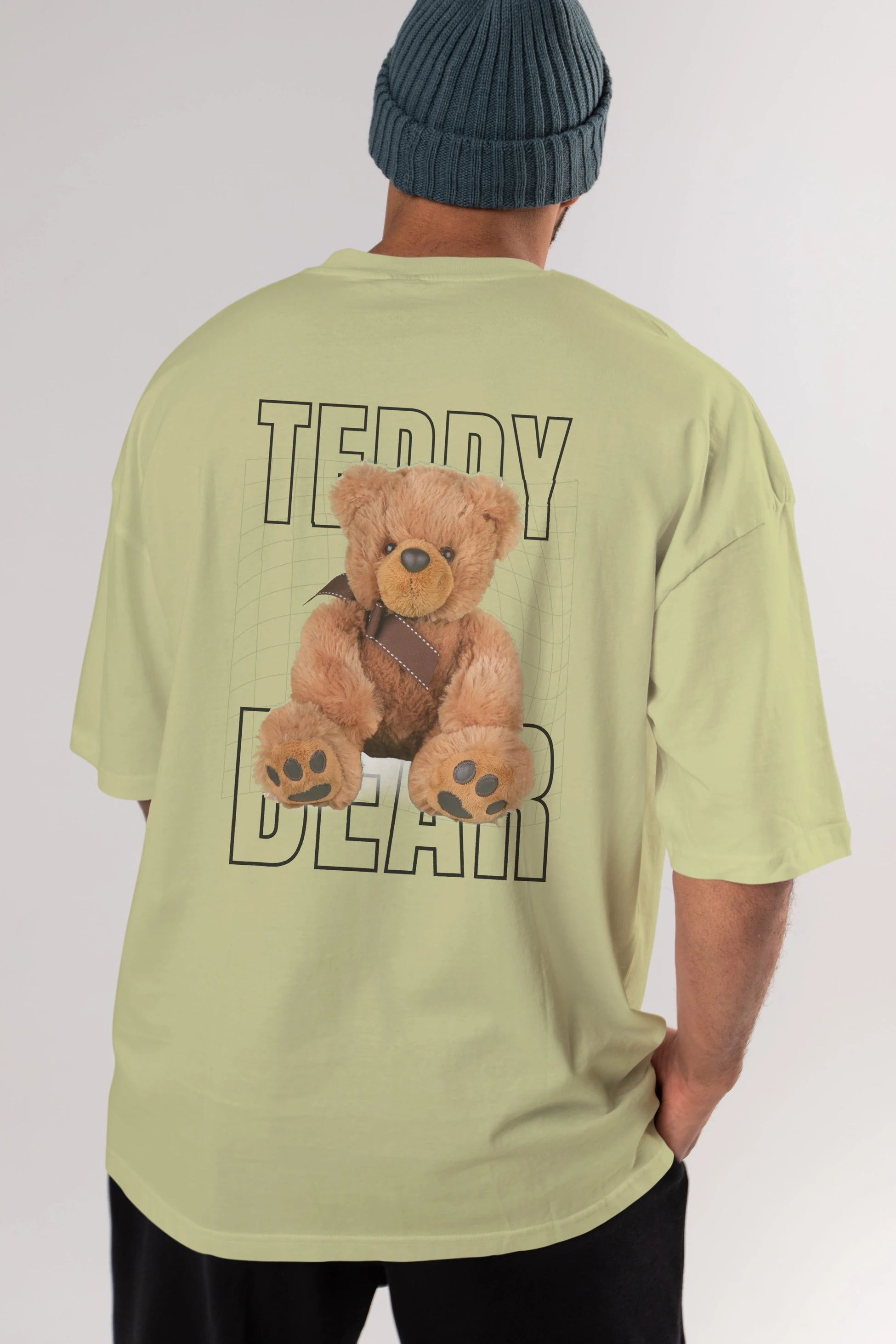 Teddy Bear Yazılı Arka Baskılı Oversize t-shirt Erkek Kadın Unisex