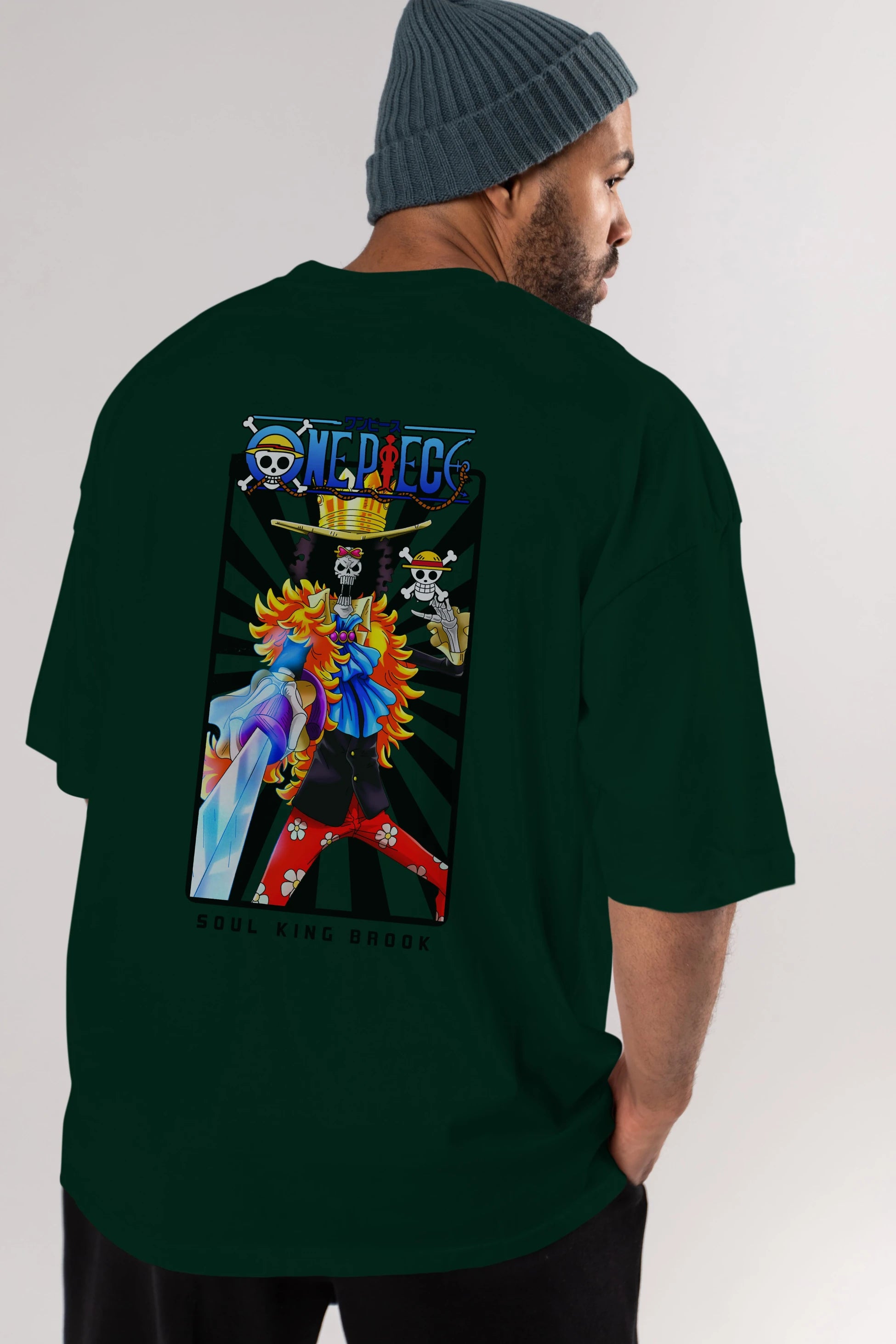 Brook Anime Arka Baskılı Oversize t-shirt Erkek Kadın Unisex %100 pamuk tişort