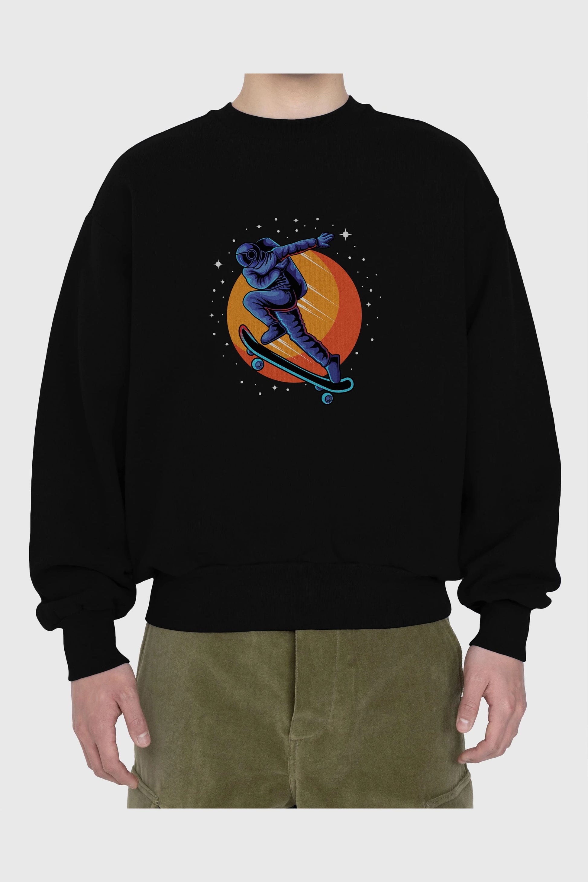 Astroskate Run Ön Baskılı Oversize Sweatshirt Erkek Kadın Unisex