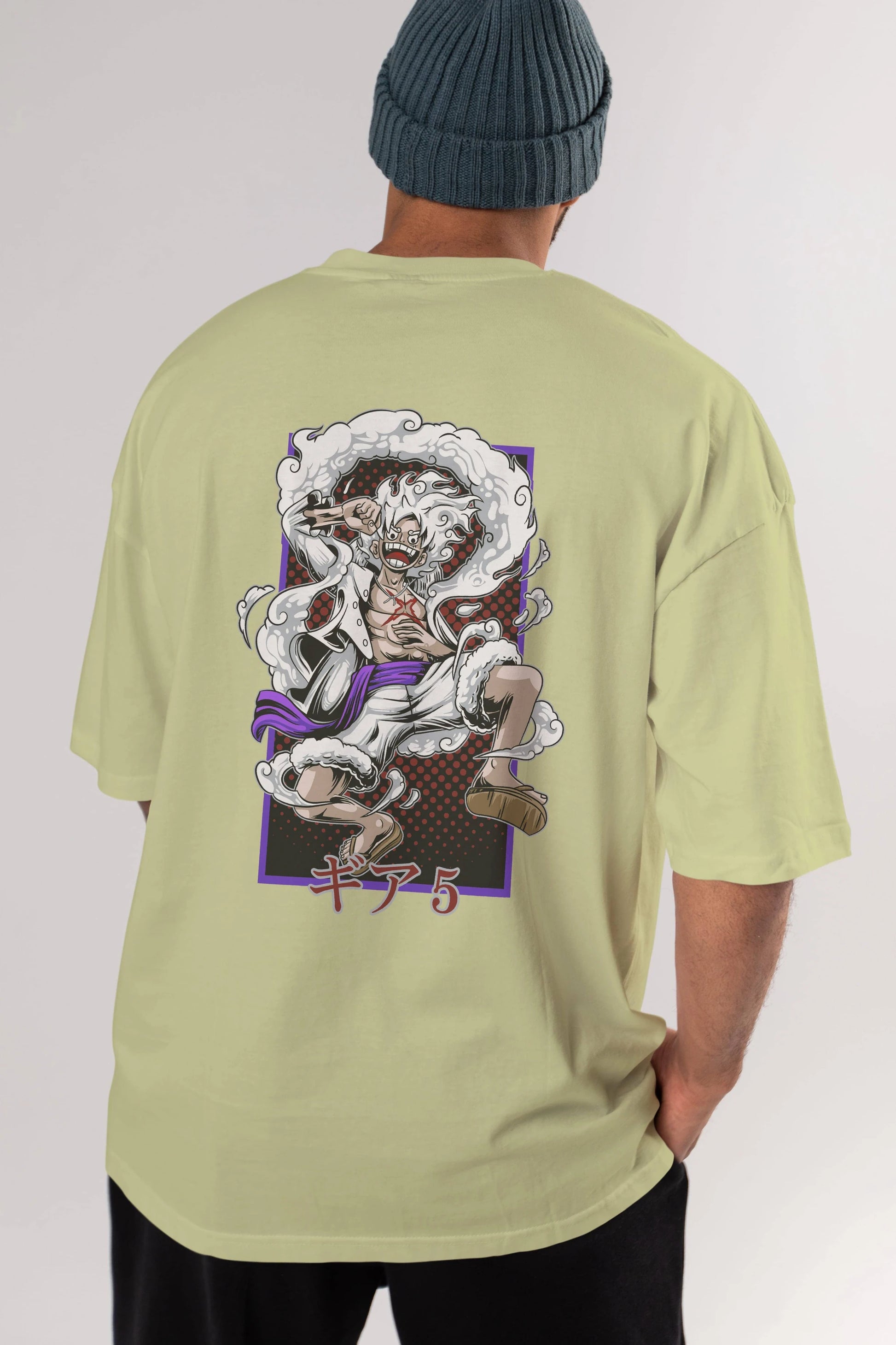 MONKEY D. LUFFY GEAR5 Anime Arka Baskılı Oversize t-shirt Erkek Kadın Unisex