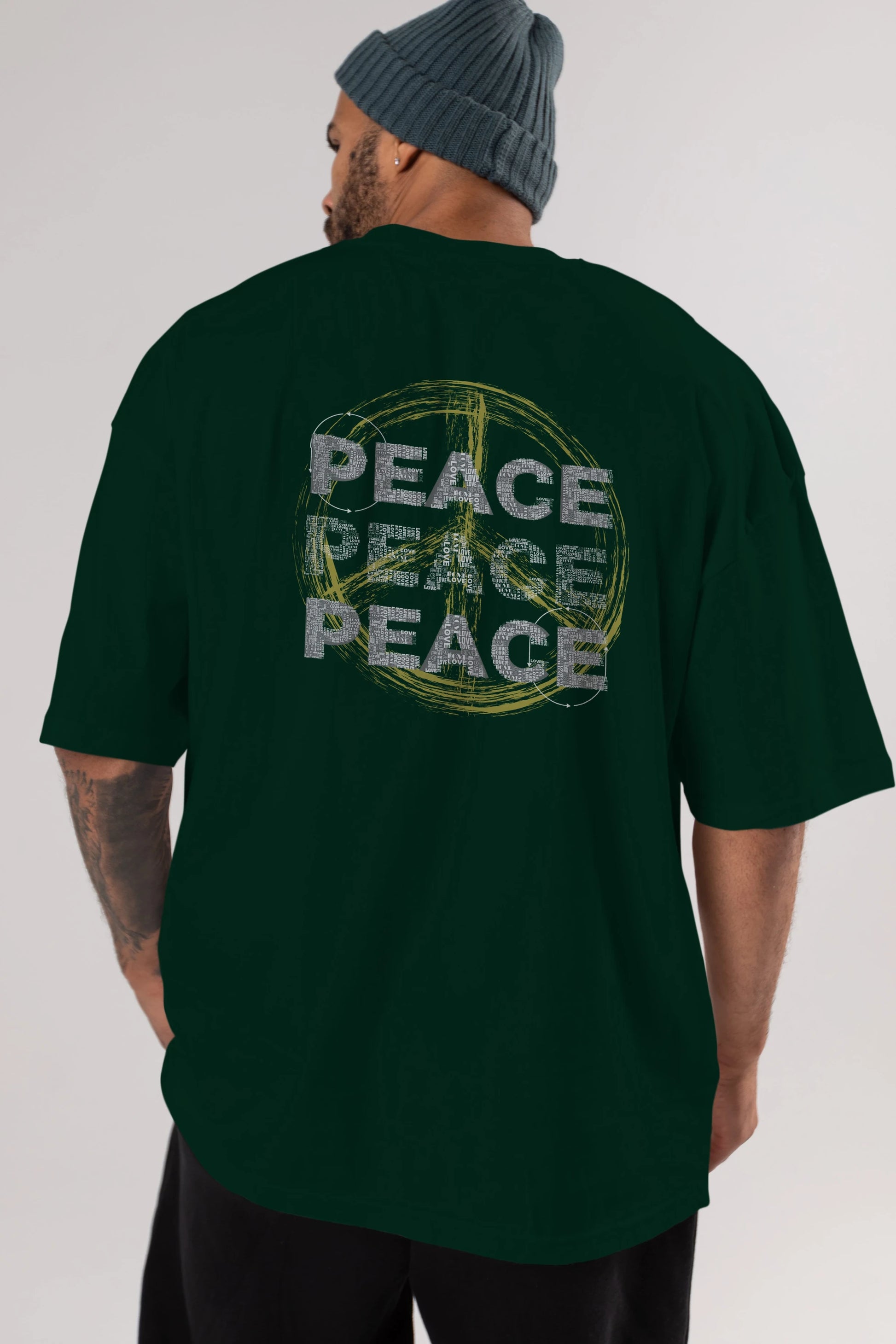 Peace Yazılı Arka Baskılı Oversize t-shirt Erkek Kadın Unisex