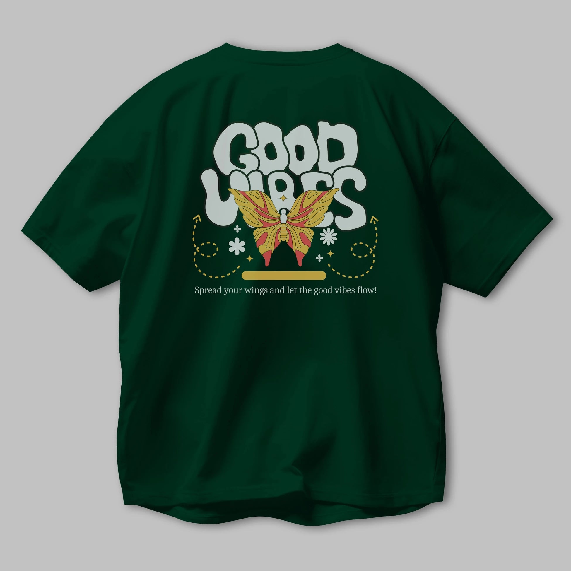 Good Vibes Yazılı 4 Arka Baskılı Oversize t-shirt Erkek Kadın Unisex
