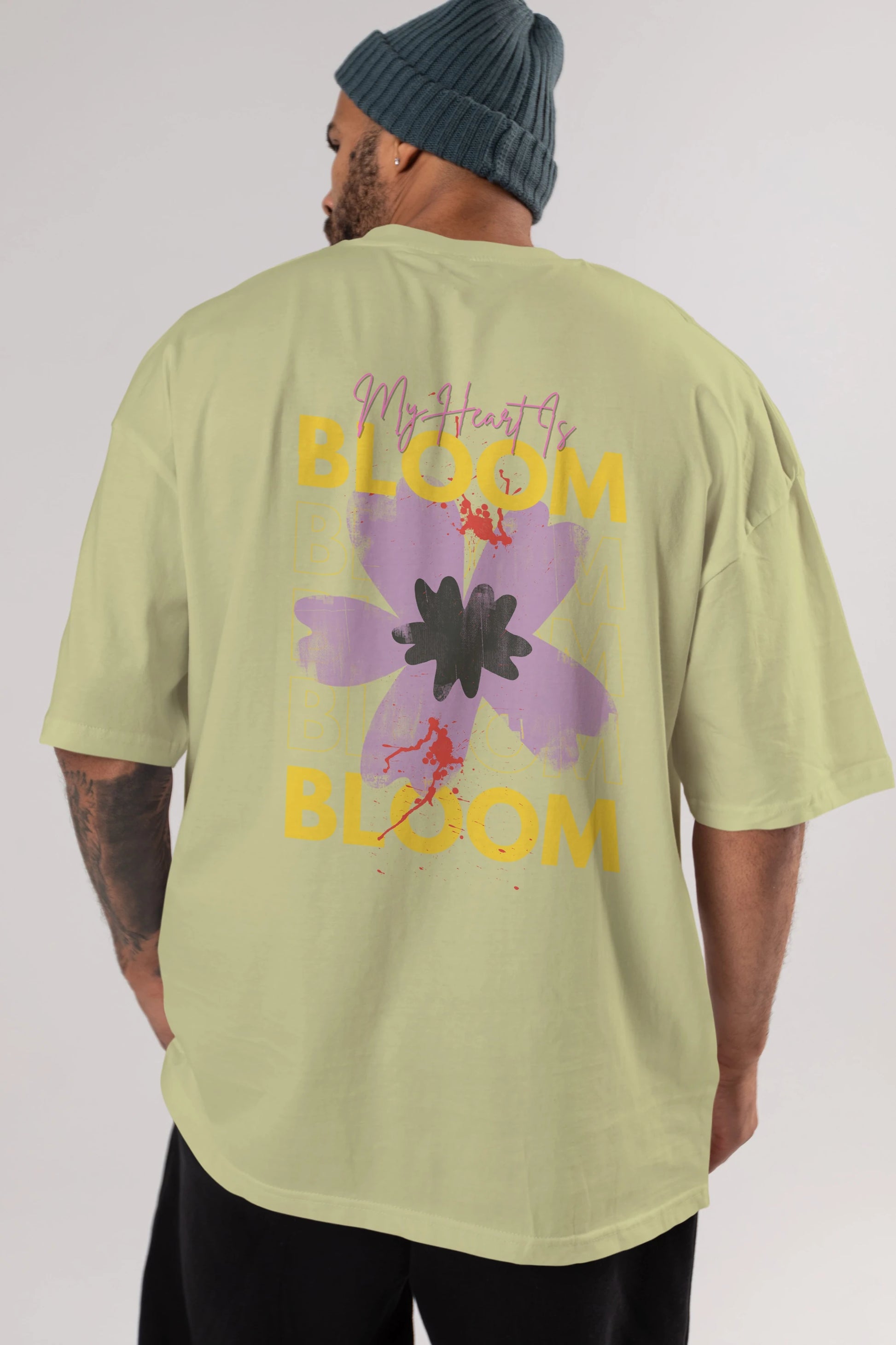 Bloom Yazılı Arka Baskılı Oversize t-shirt Erkek Kadın Unisex