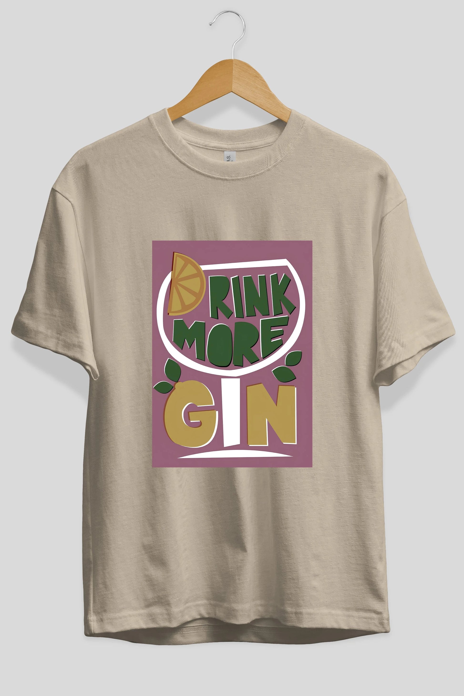 Drink More Gin Ön Baskılı Oversize t-shirt Erkek Kadın Unisex %100 Pamuk Bisiklet Yaka tişort