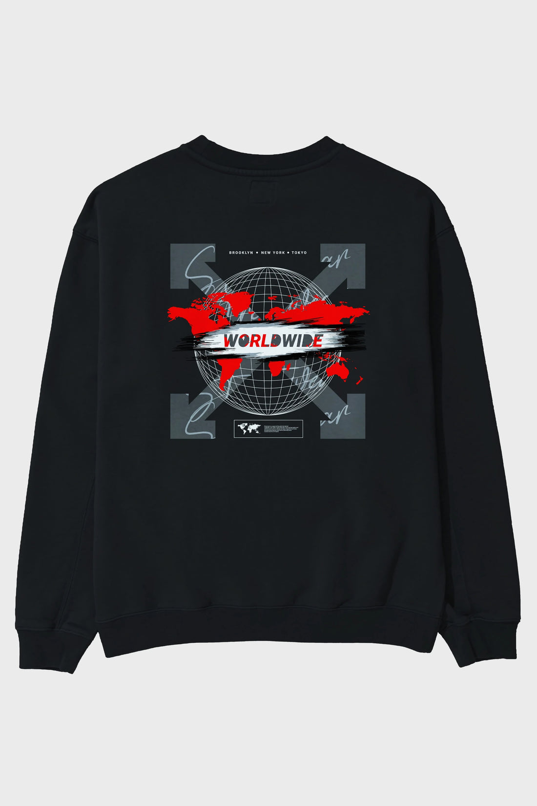 Worldwide Style Arka Baskılı Oversize Sweatshirt Erkek Kadın Unisex