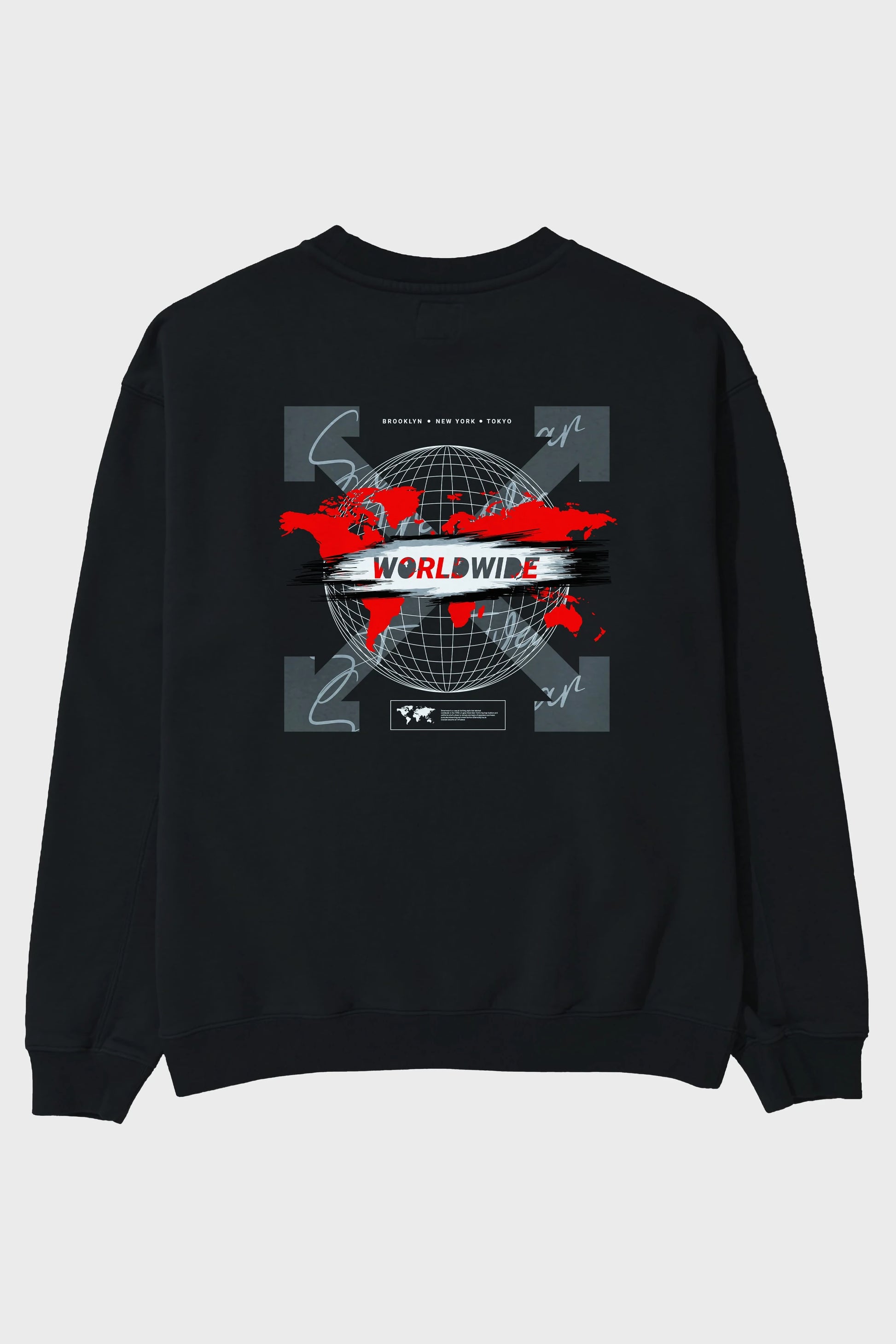 Worldwide Style Arka Baskılı Oversize Sweatshirt Erkek Kadın Unisex