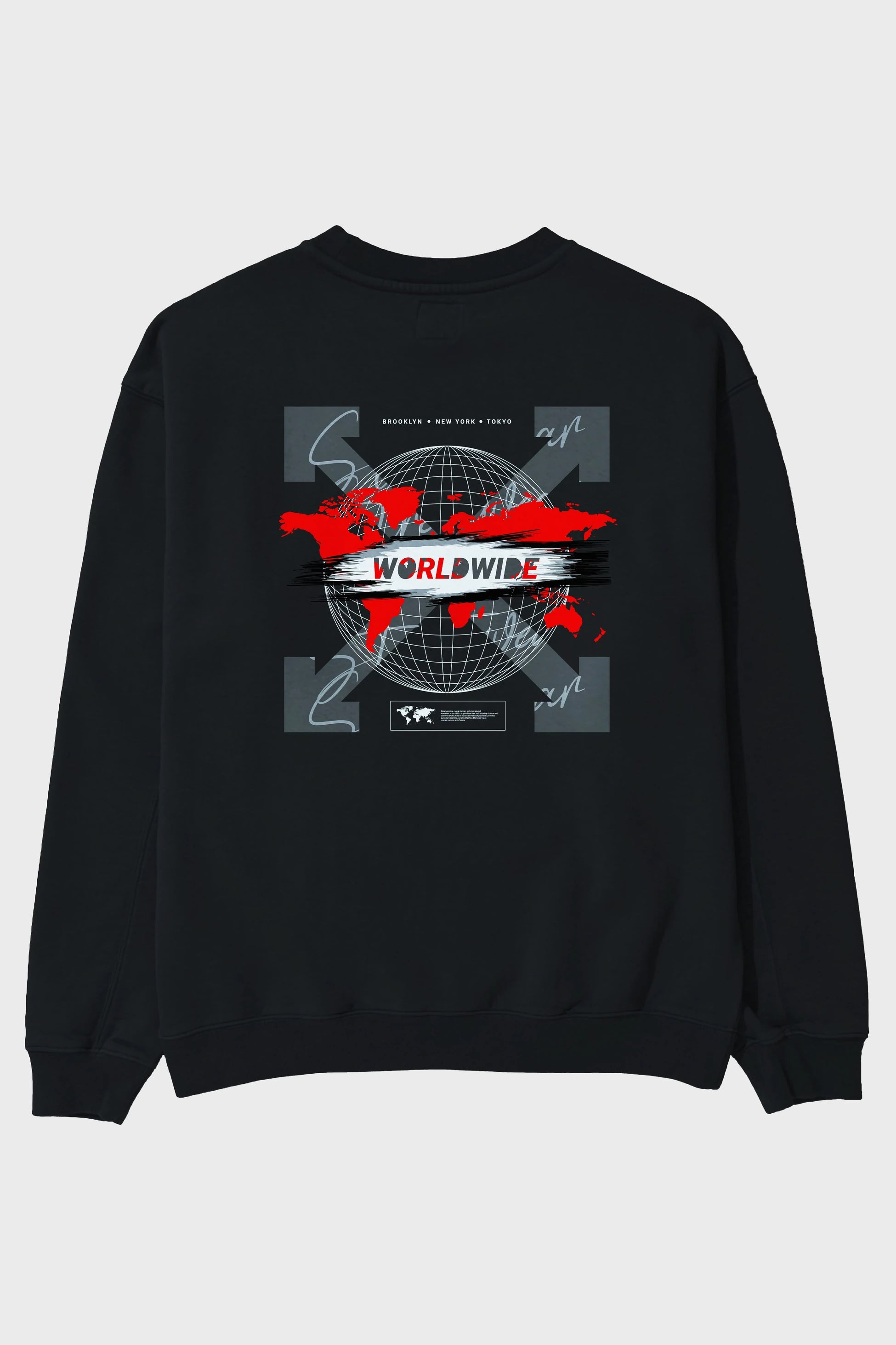 Worldwide Style Arka Baskılı Oversize Sweatshirt Erkek Kadın Unisex