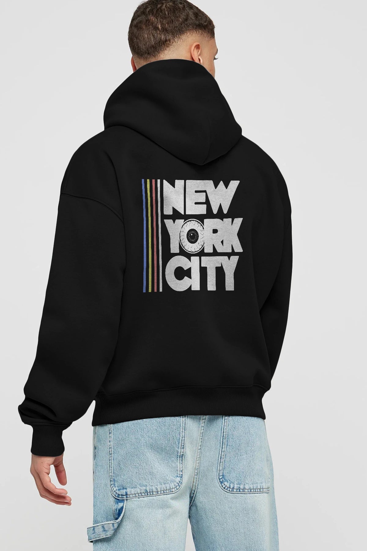 New York City Style Arka Baskılı Hoodie Oversize Kapüşonlu Sweatshirt Erkek Kadın Unisex