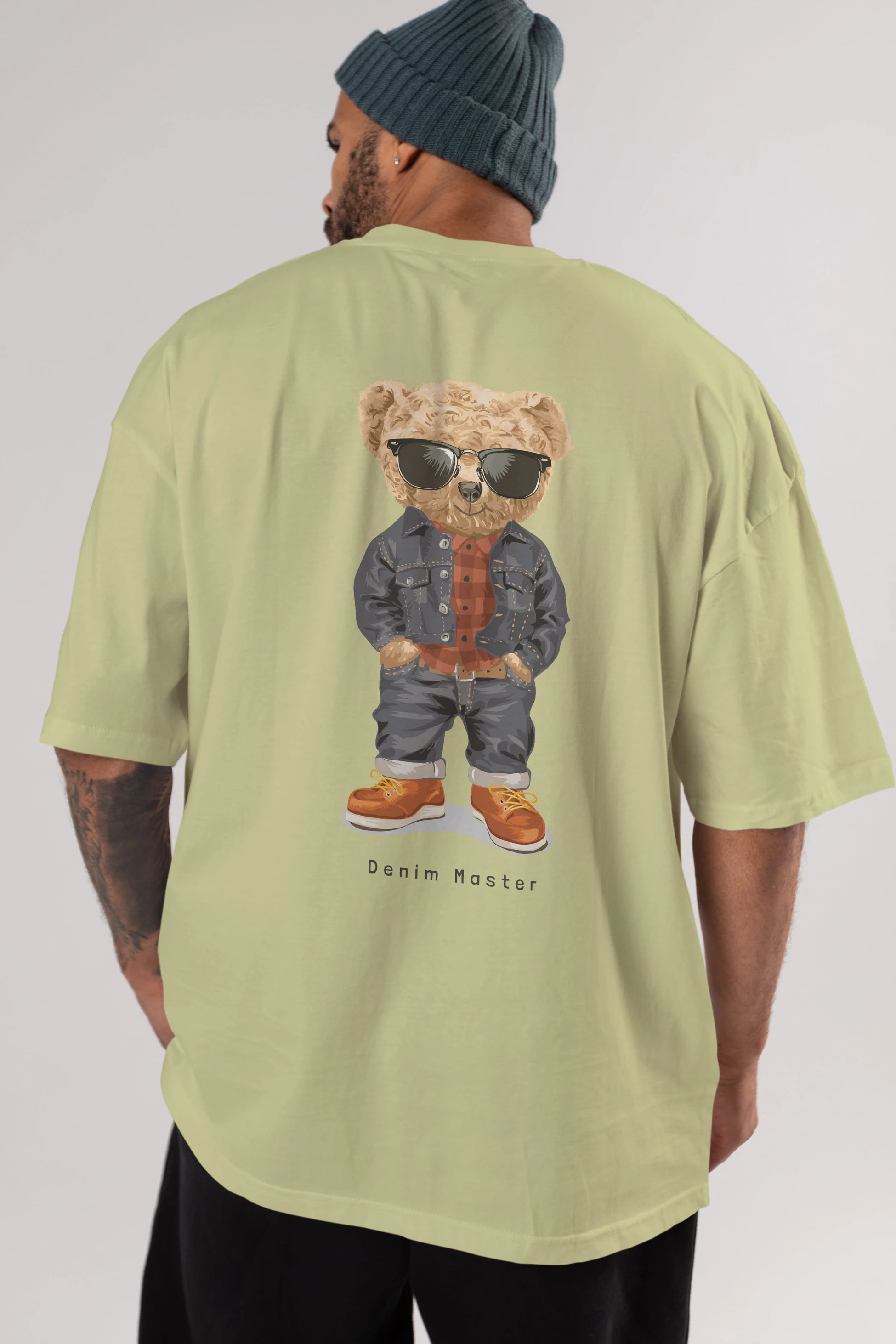 Teddy Bear Tarz Arka Baskılı Oversize t-shirt Erkek Kadın Unisex %100 Pamuk