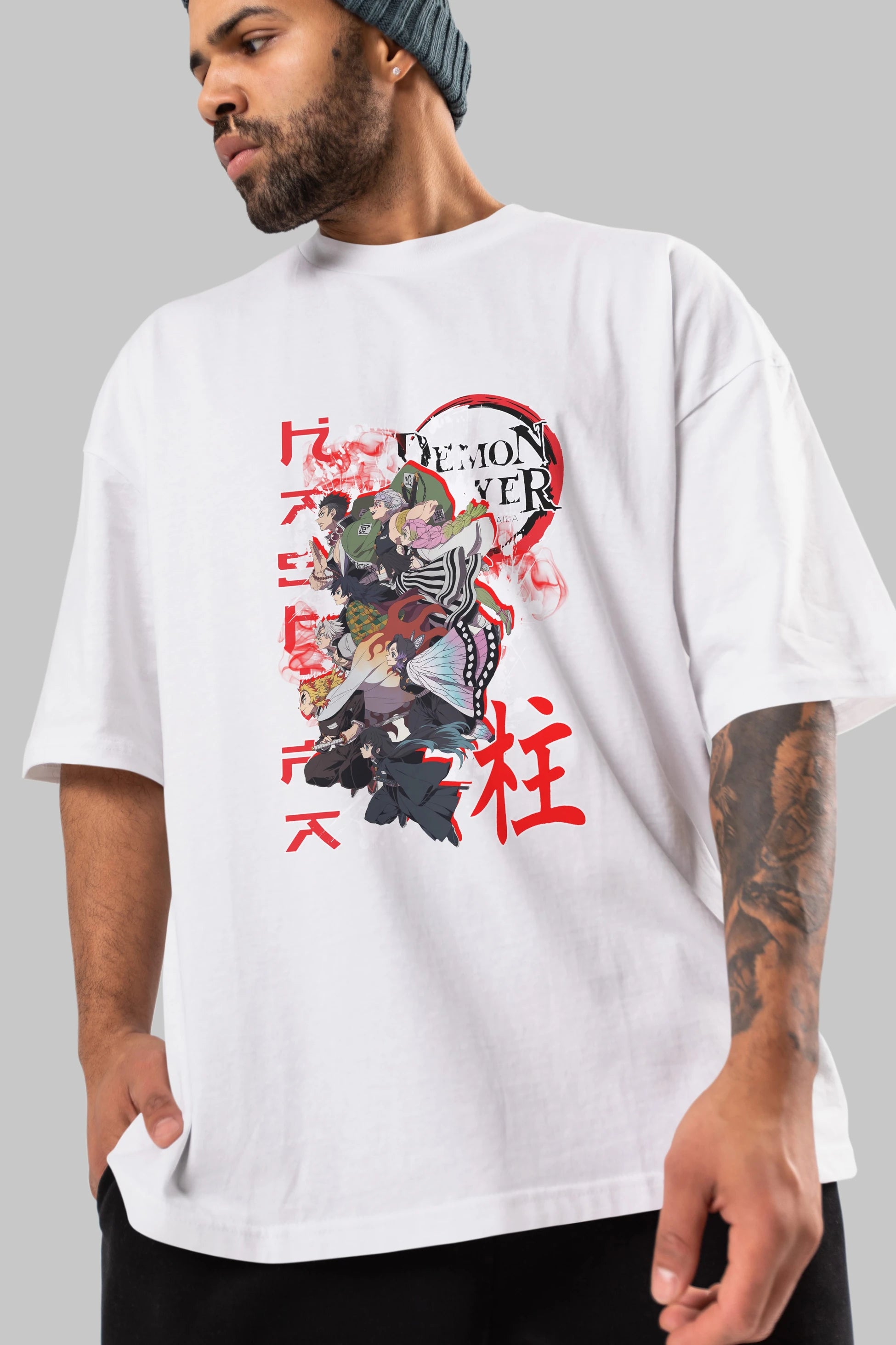 DEMON SLAYER SLAYERS Anime Ön Baskılı Oversize t-shirt %100 pamuk Erkek Kadın Unisex