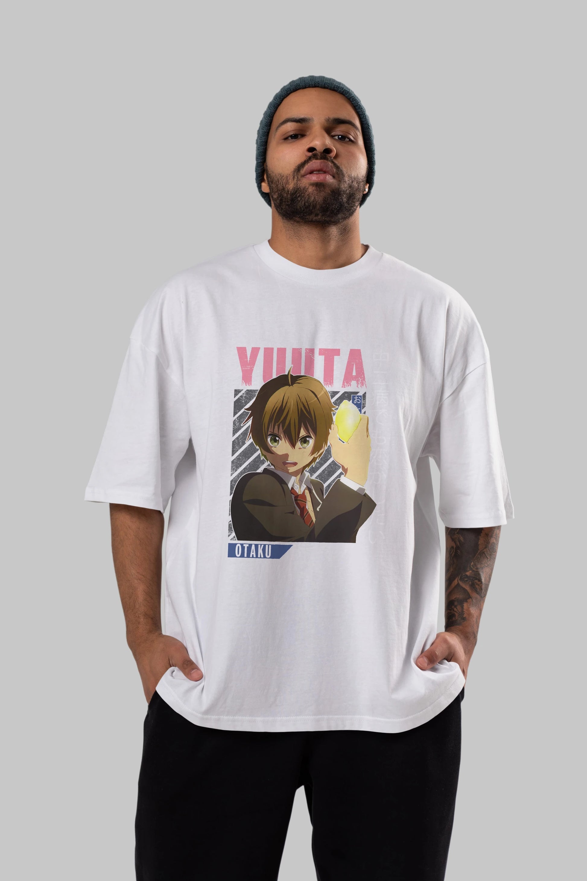 Yuuta Togashi 2 Anime Ön Baskılı Oversize t-shirt %100 pamuk Erkek Kadın Unisex