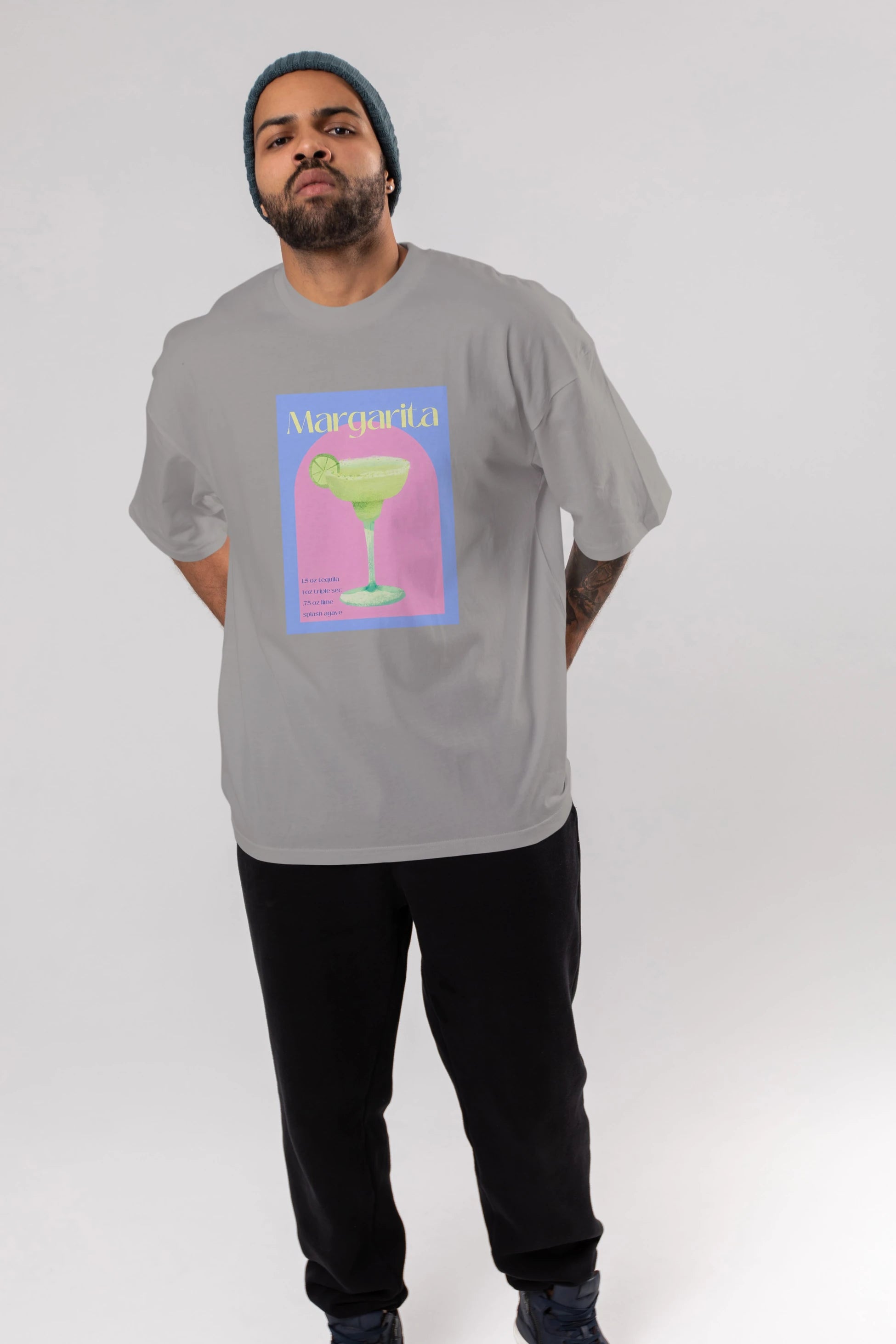 Margarita 6 Ön Baskılı Oversize t-shirt Erkek Kadın Unisex %100 Pamuk Bisiklet Yaka tişort