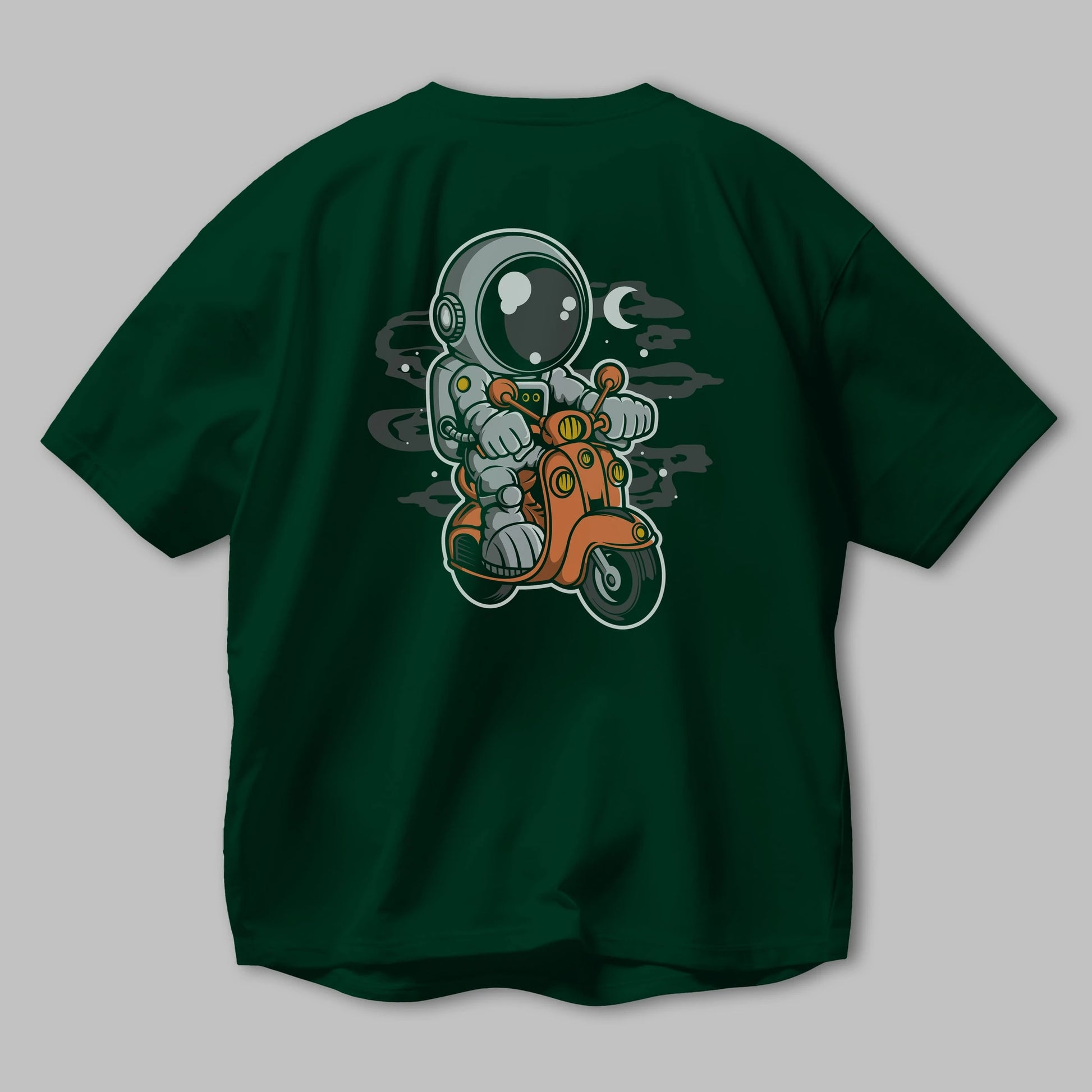 Astronaut Scooter Arka Baskılı Oversize t-shirt Erkek Kadın Unisex
