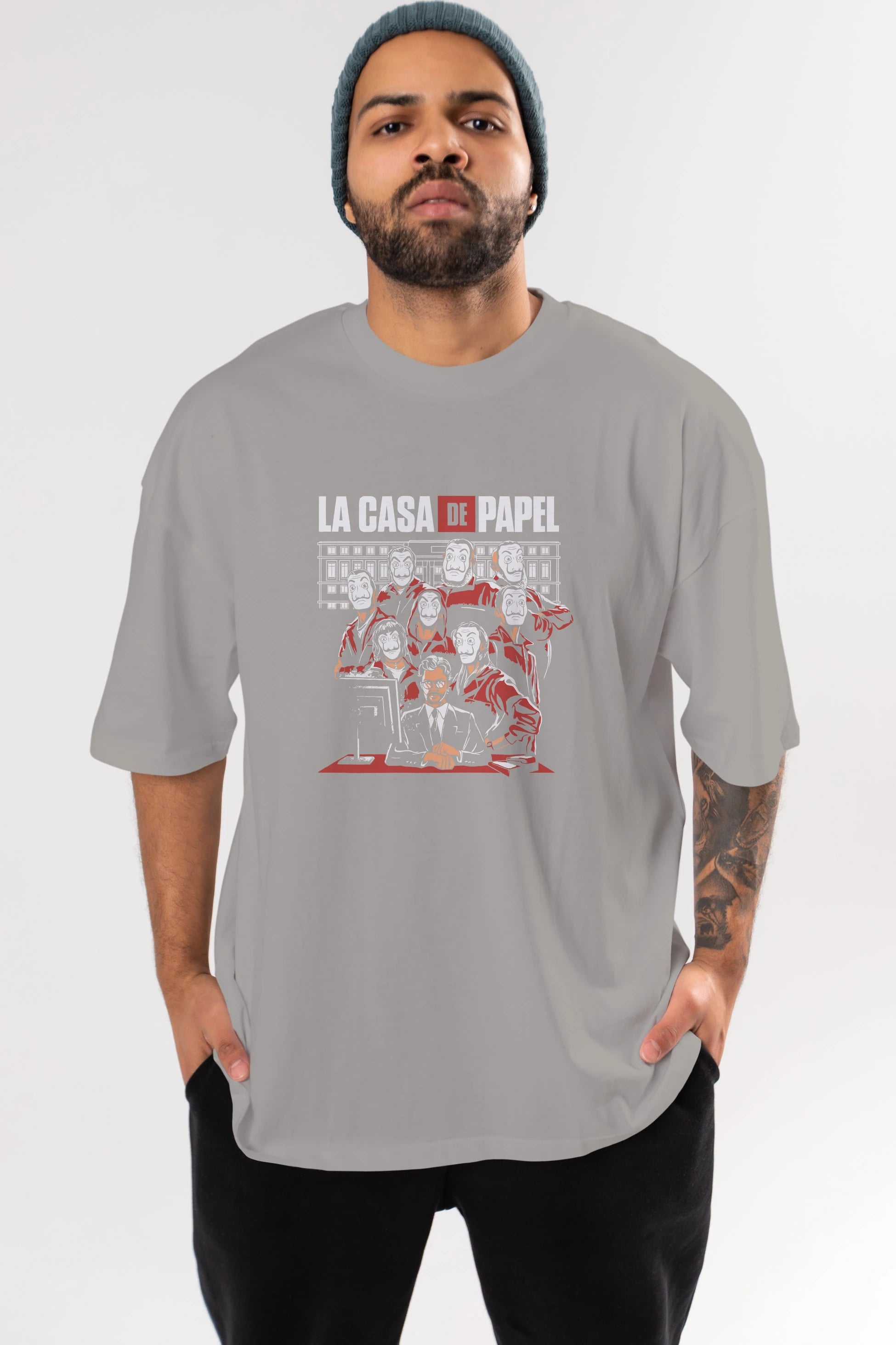 La Casa De Papel (5) Ön Baskılı Oversize t-shirt Erkek Kadın Unisex %100 Pamuk Bisiklet Yaka tişort