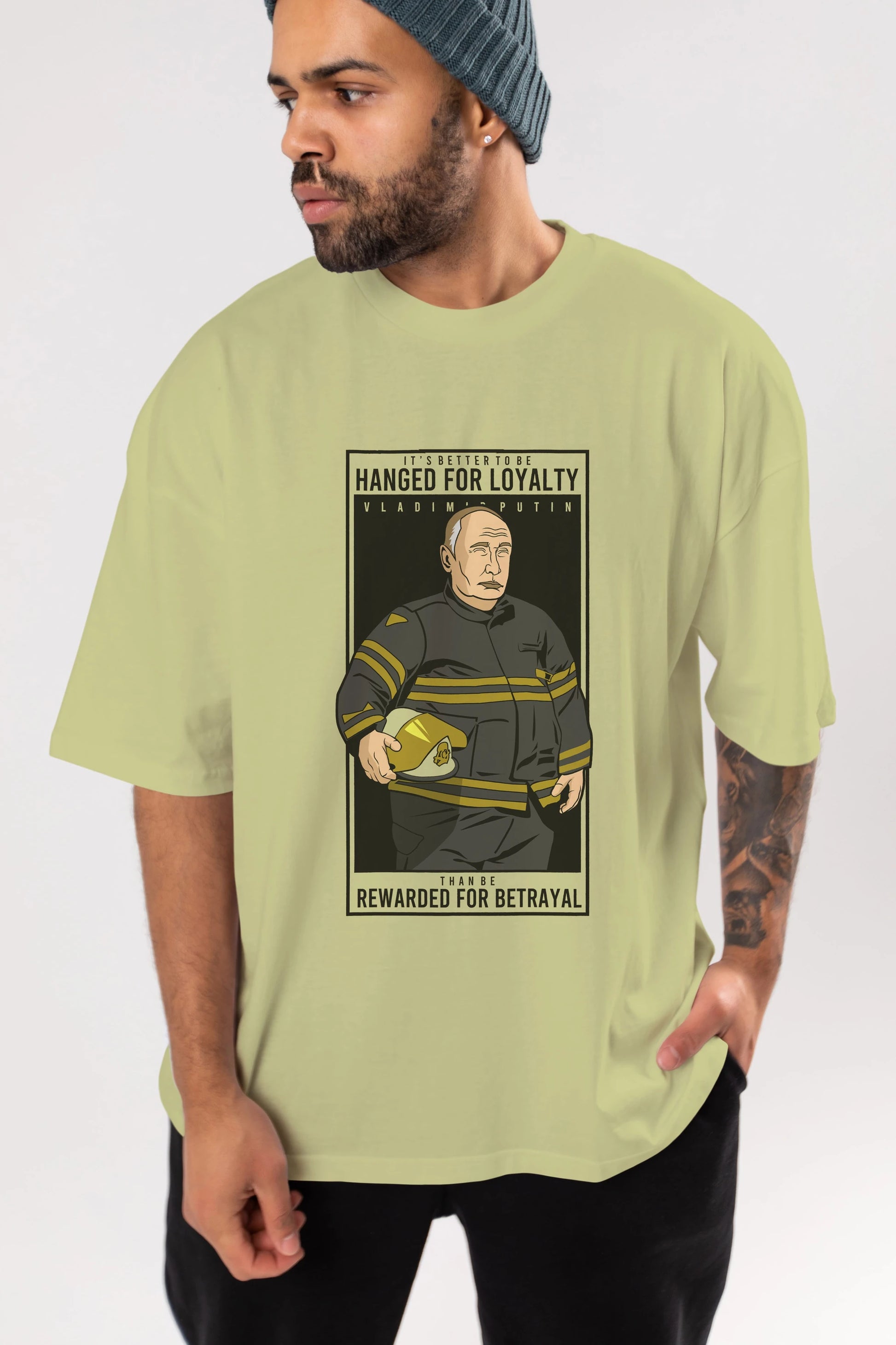 Putin Fireman Ön Baskılı Oversize t-shirt Erkek Kadın Unisex %100 Pamuk tişort