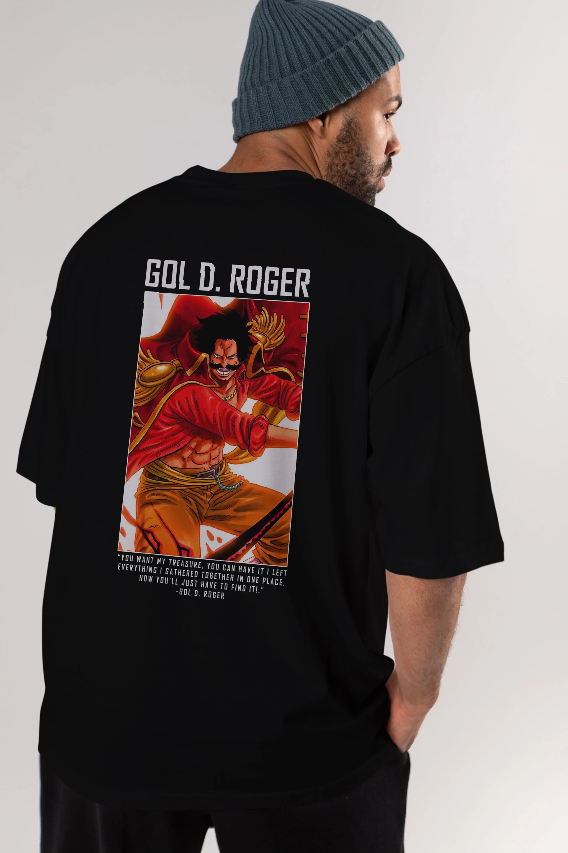 Gol D. Roger Anime Arka Baskılı Oversize t-shirt Erkek Kadın Unisex %100 pamuk tişort