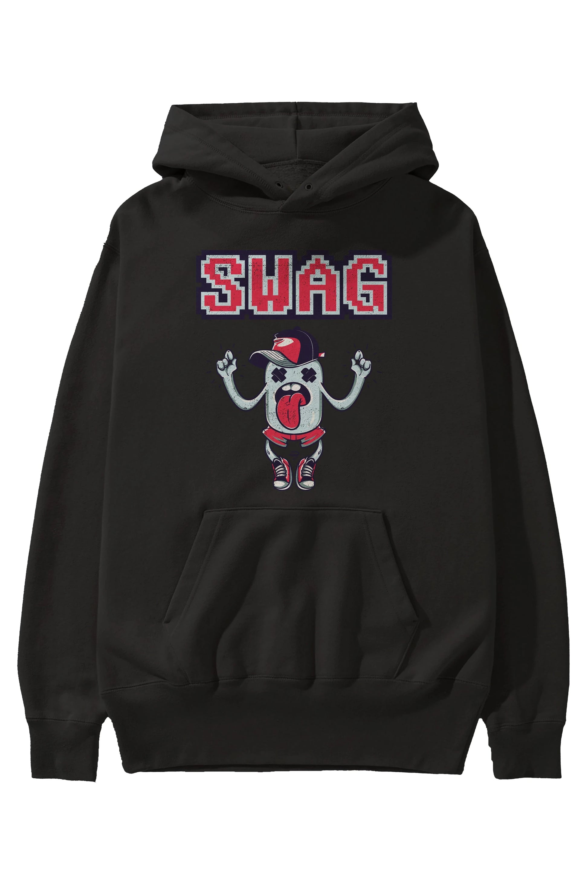 Swag Ön Baskılı Hoodie Oversize Kapüşonlu Sweatshirt Erkek Kadın Unisex