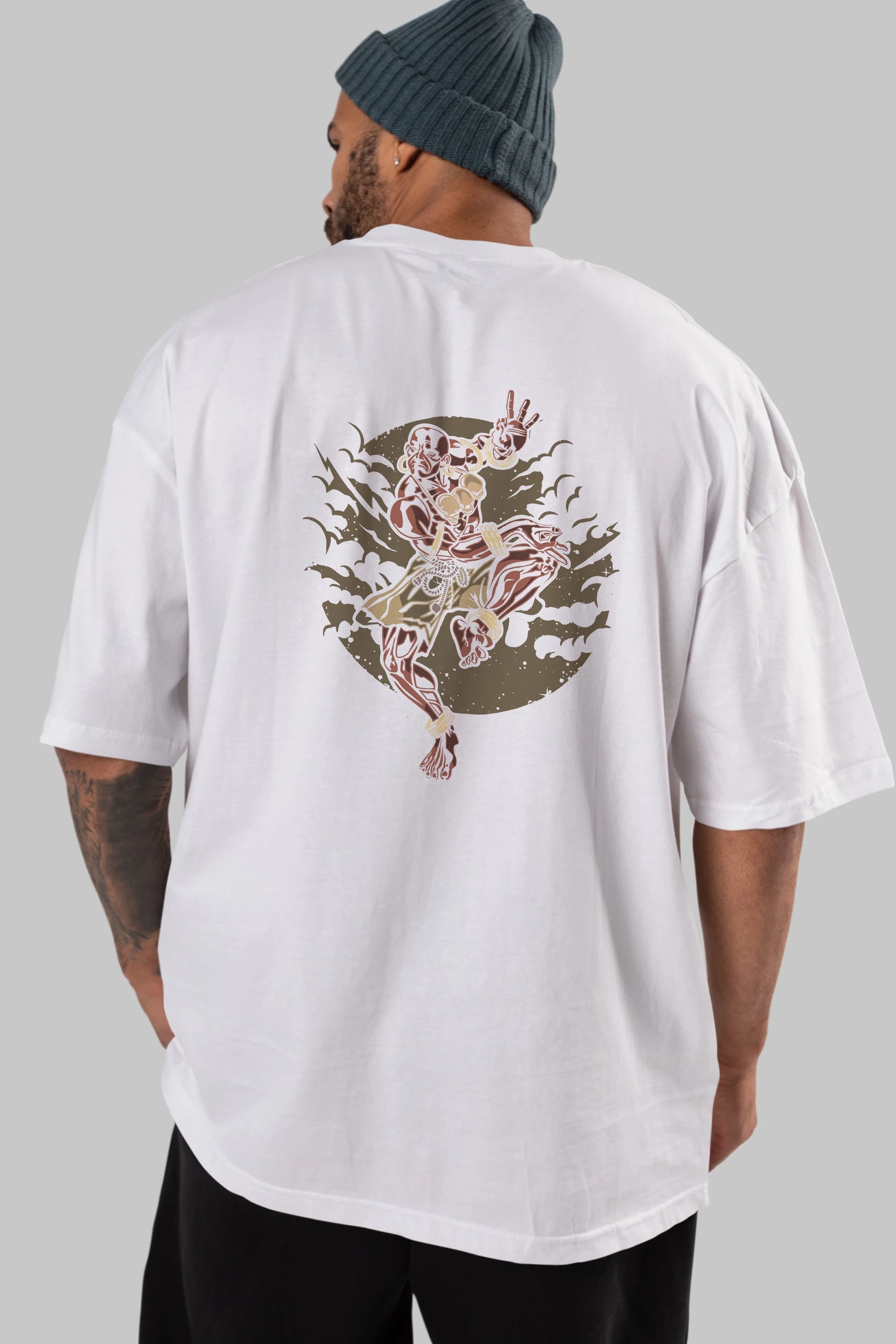 DHALSIM Arka Baskılı Oversize t-shirt Erkek Kadın Unisex %100 Pamuk