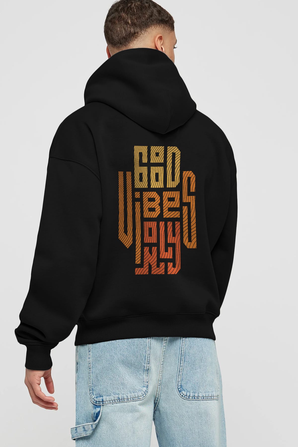 Good Vibes Only 2 Yazılı Arka Baskılı Oversize Hoodie Kapüşonlu Sweatshirt Erkek Kadın Unisex