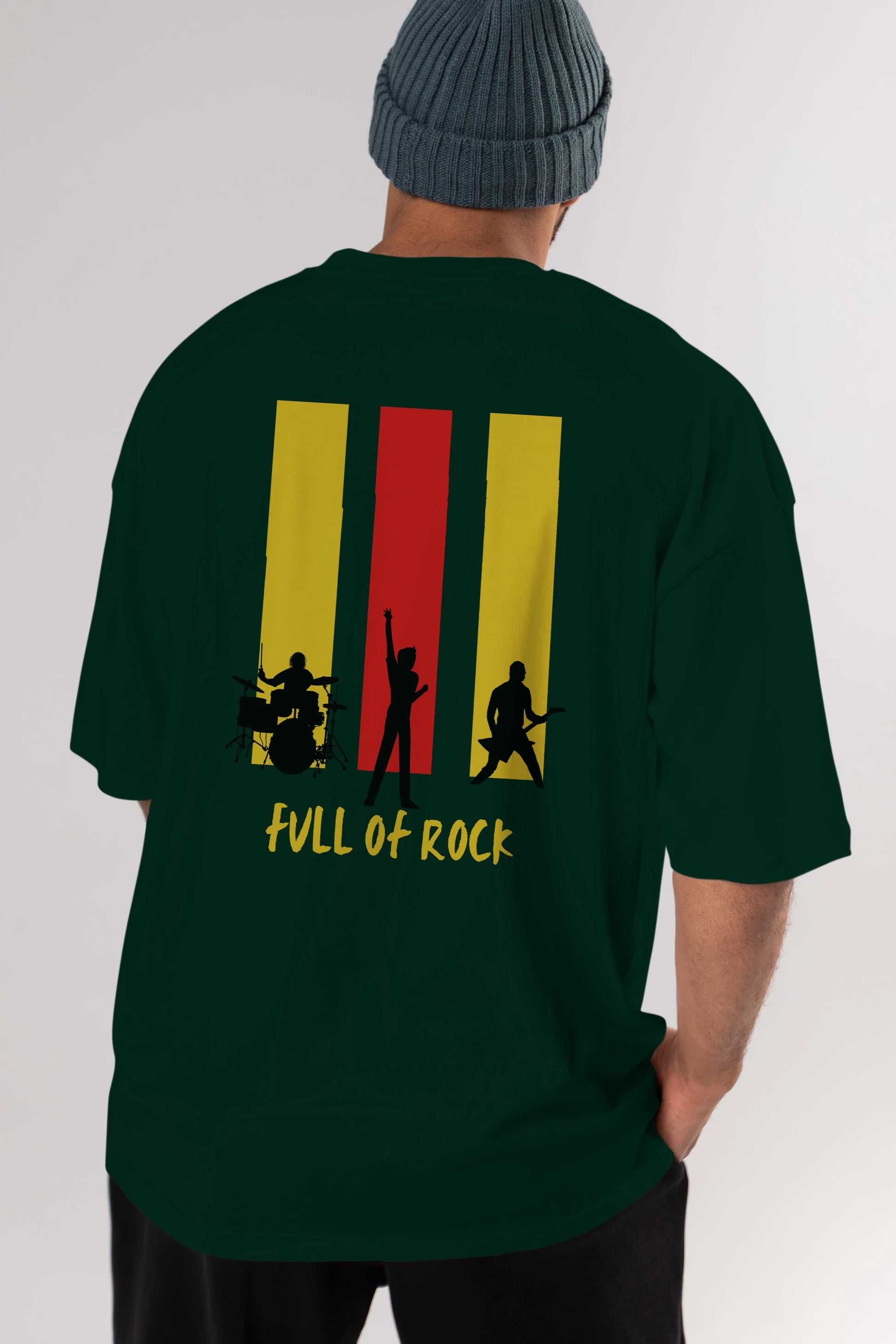 Full of Rock Yazılı Arka Baskılı Oversize t-shirt Erkek Kadın Unisex
