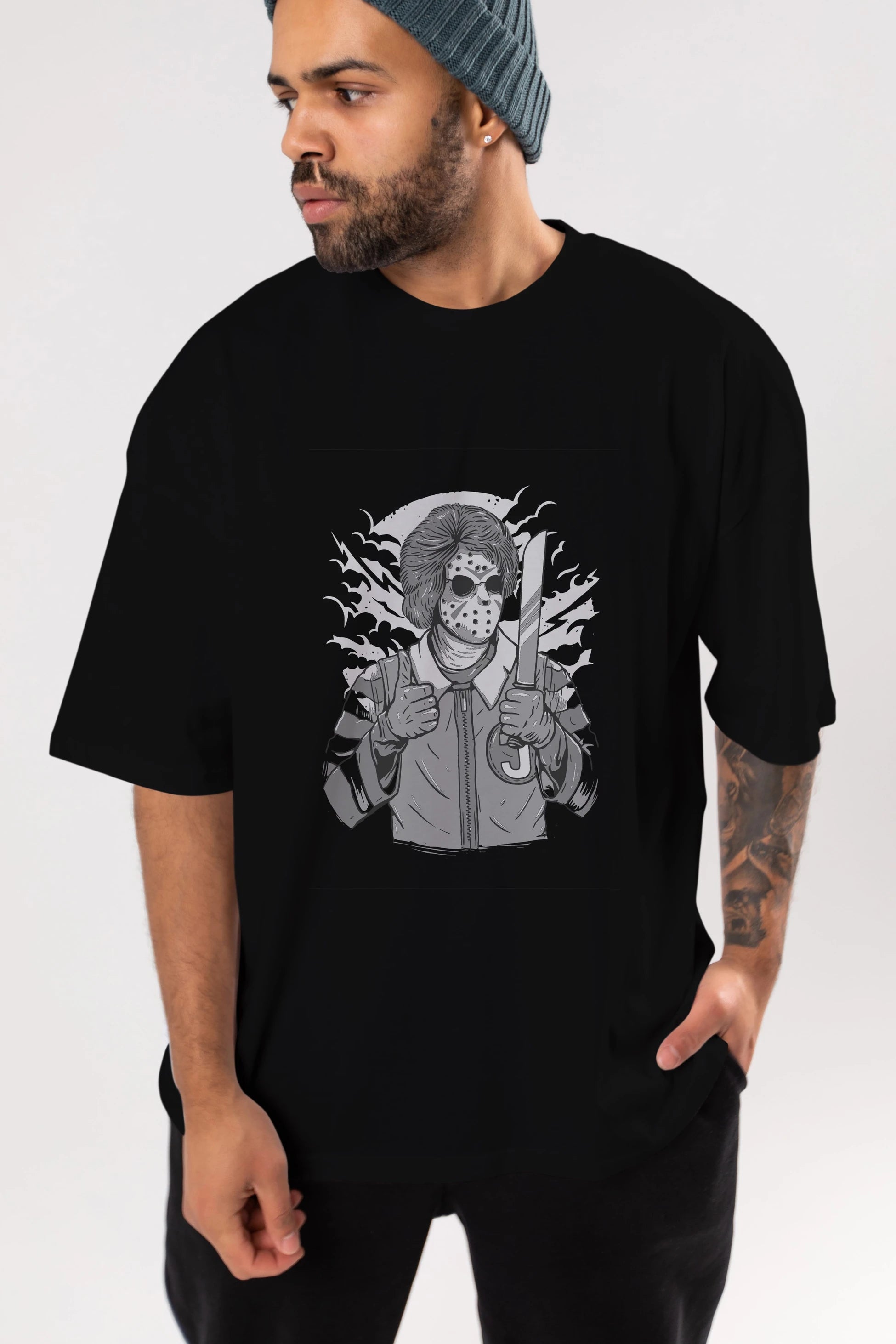 Clown Killer Ön Baskılı Oversize t-shirt Erkek Kadın Unisex %100 Pamuk tişort