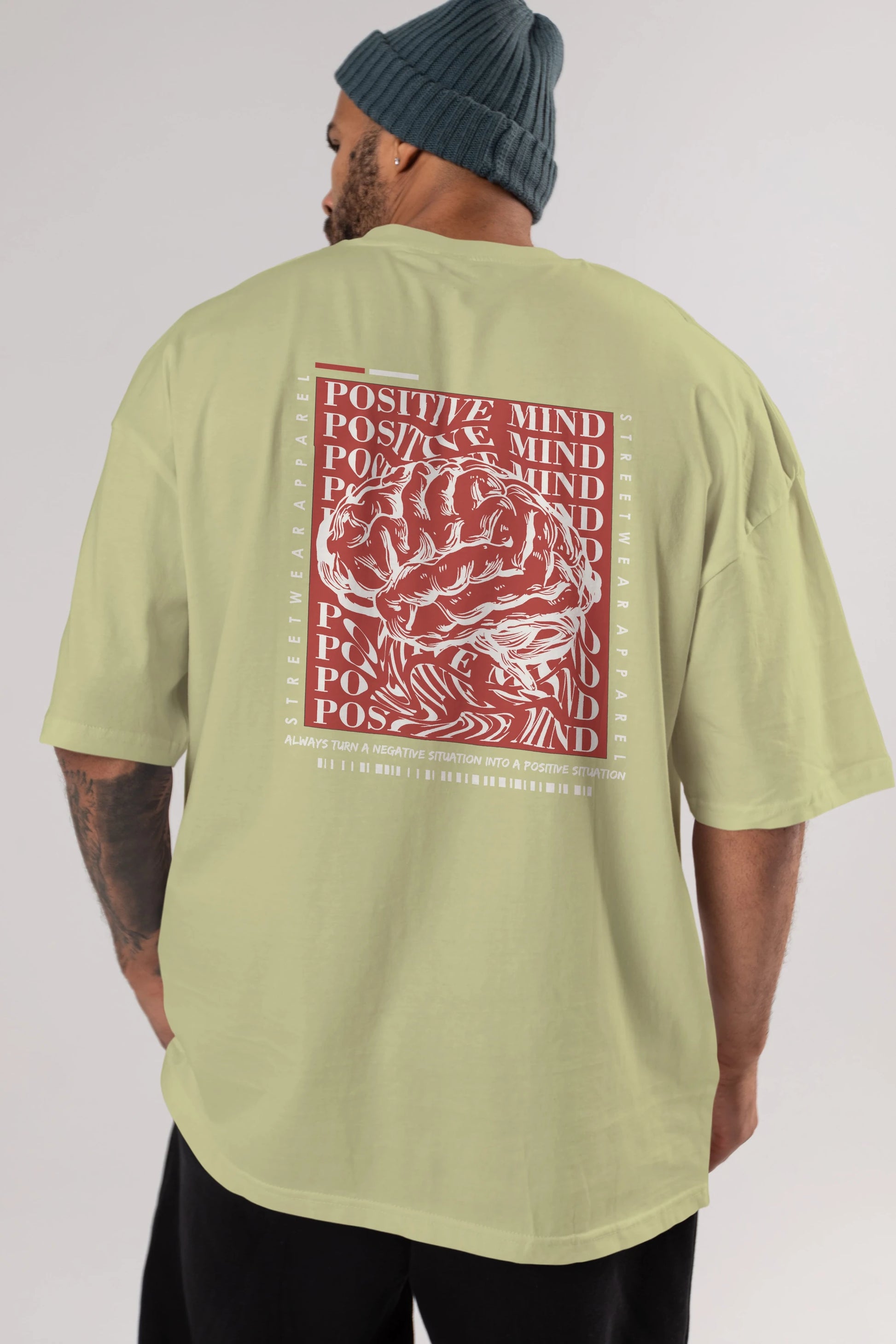 Positive Mind Arka Baskılı Oversize t-shirt Erkek Kadın Unisex