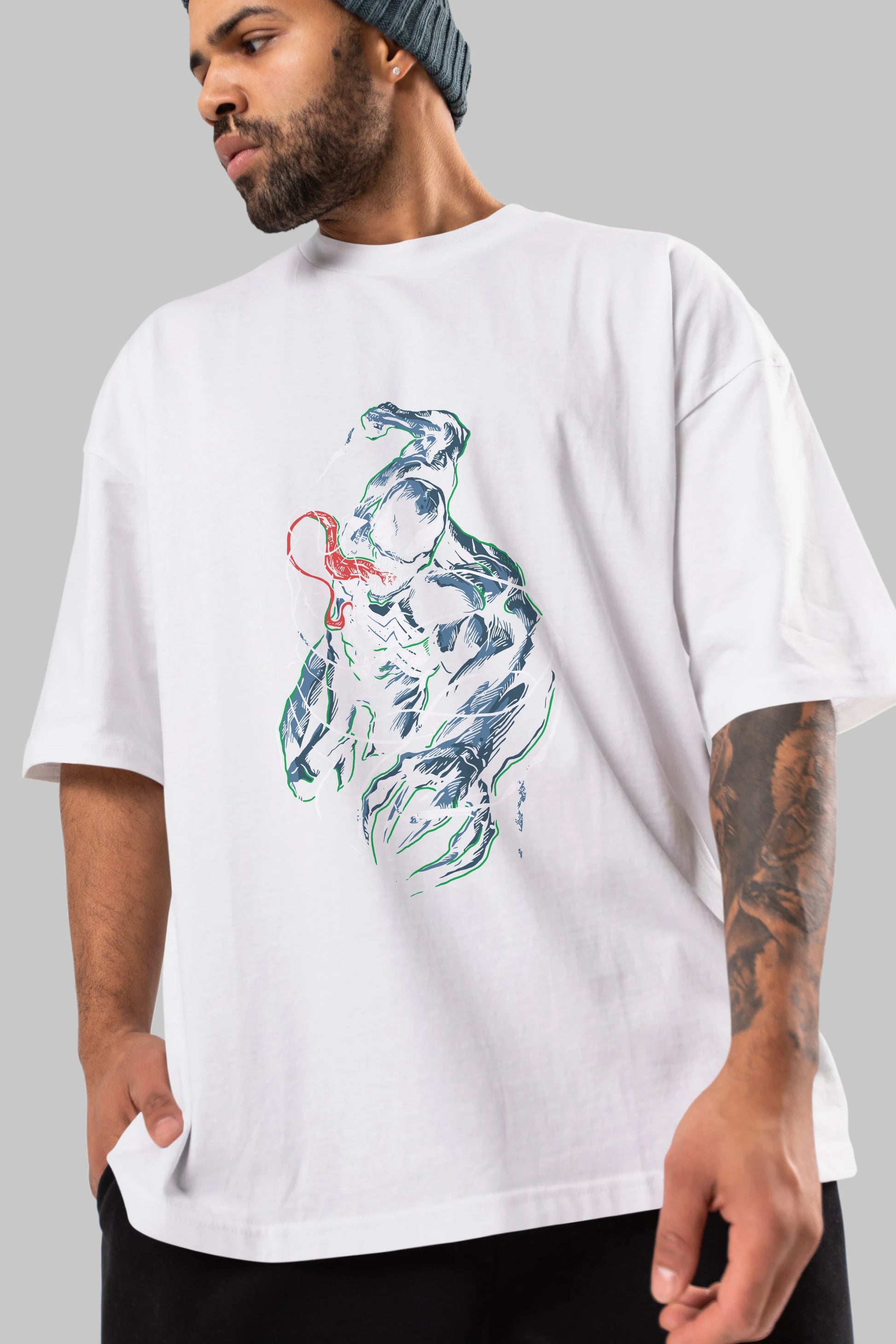 Venom (5) Ön Baskılı Oversize t-shirt Erkek Kadın Unisex %100 Pamuk Bisiklet Yaka tişort